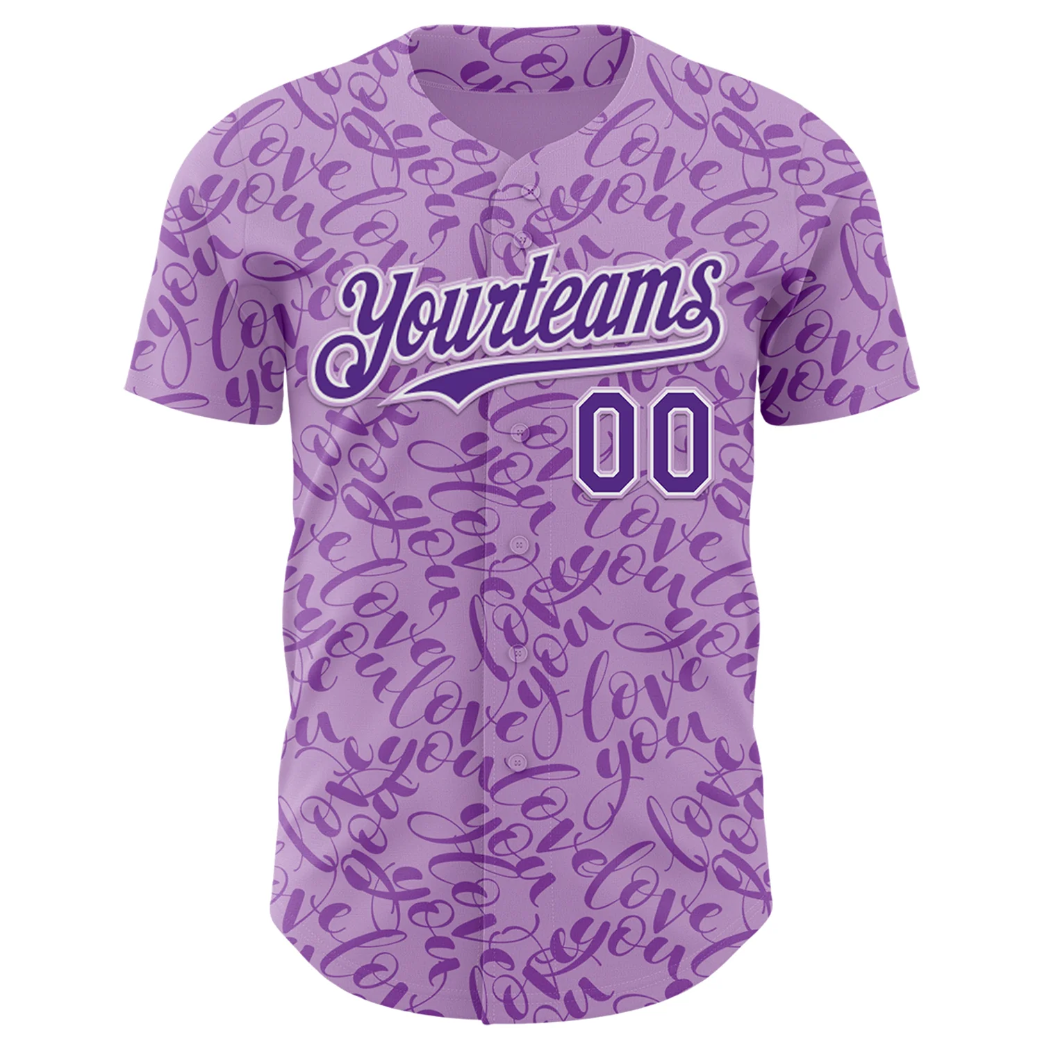Custom Light Purple Purple-White Valentine's Day Love Authentic Baseball Jersey