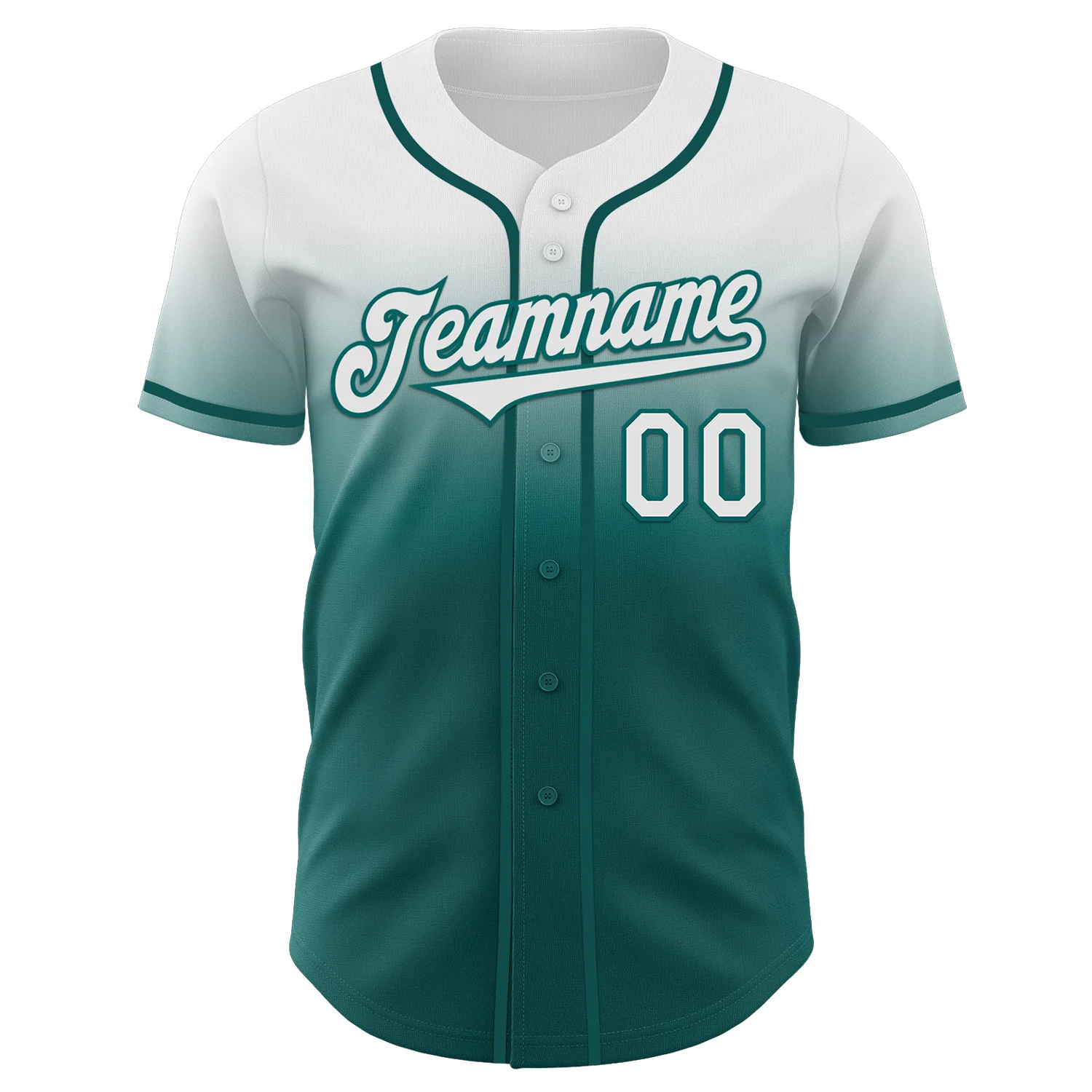Custom White Teal Authentic Fade Fashion Baseball Jersey