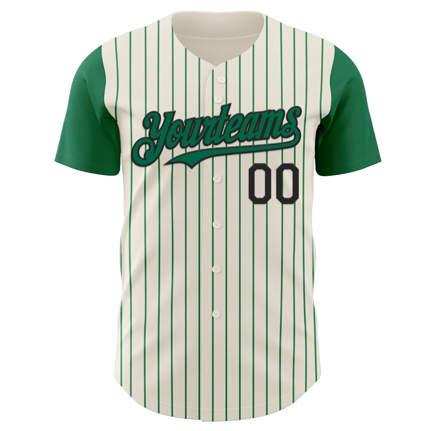 Custom Cream Kelly Green Pinstripe Black Authentic Two Tone Baseball Jersey