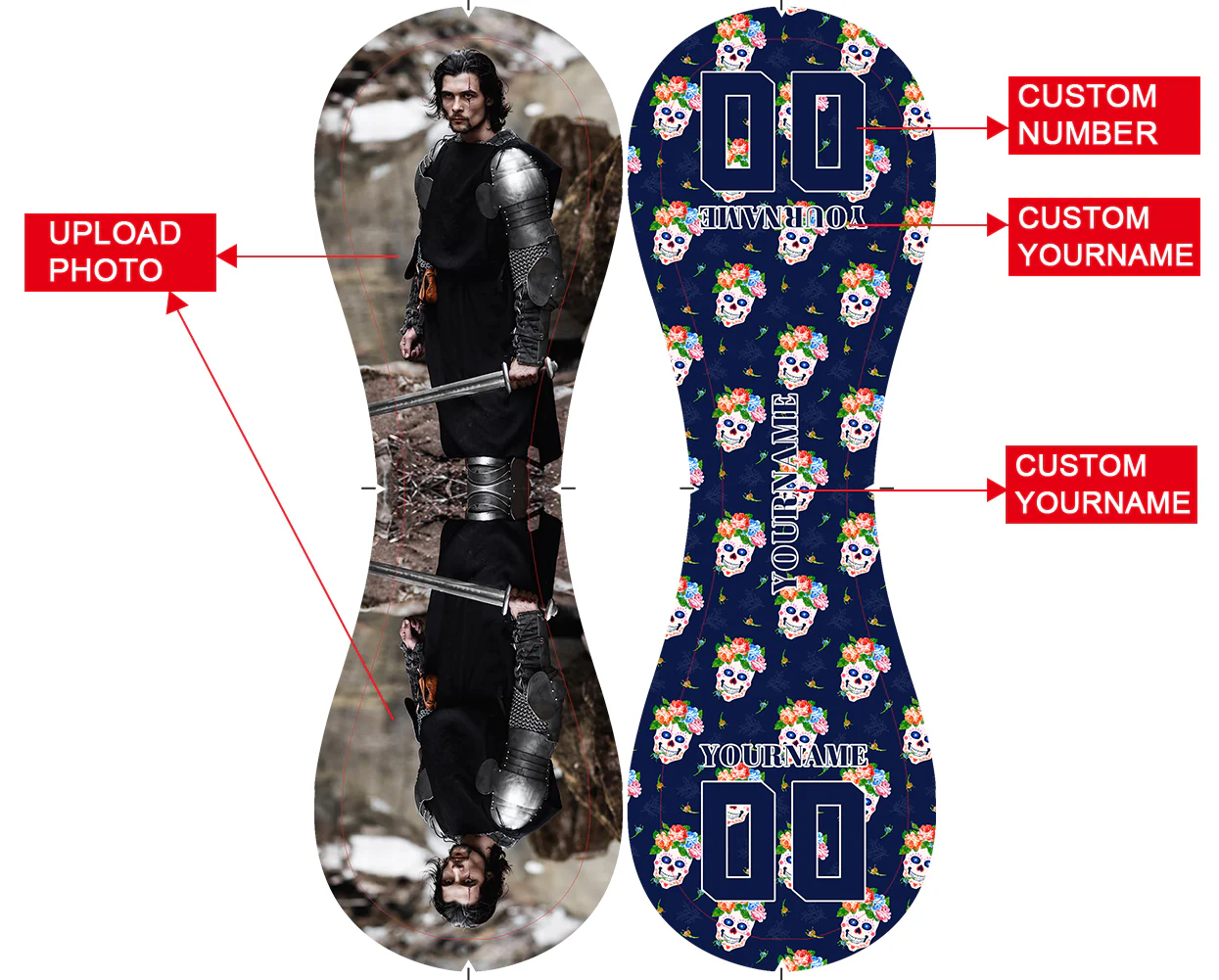 Personalized Navy Flowers Skull Photo Baseballs