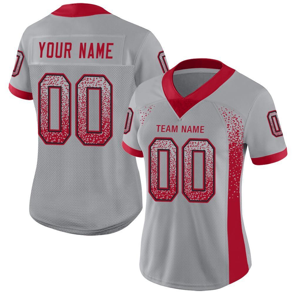 Custom Light Gray Red-Black Drift Fashion Football Jersey