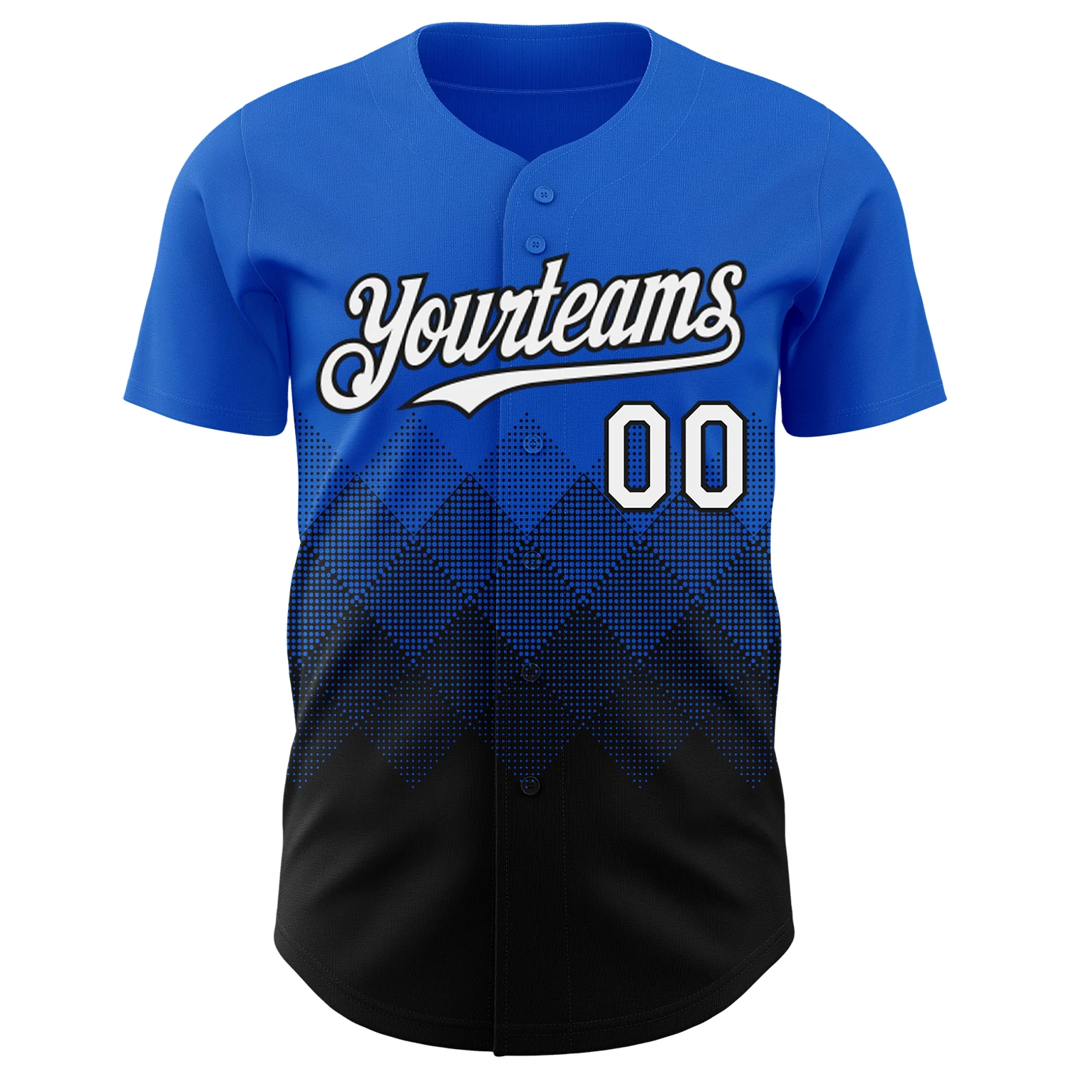 Custom Thunder Blue White-Black 3D Gradient Square Shape Authentic Baseball Jersey