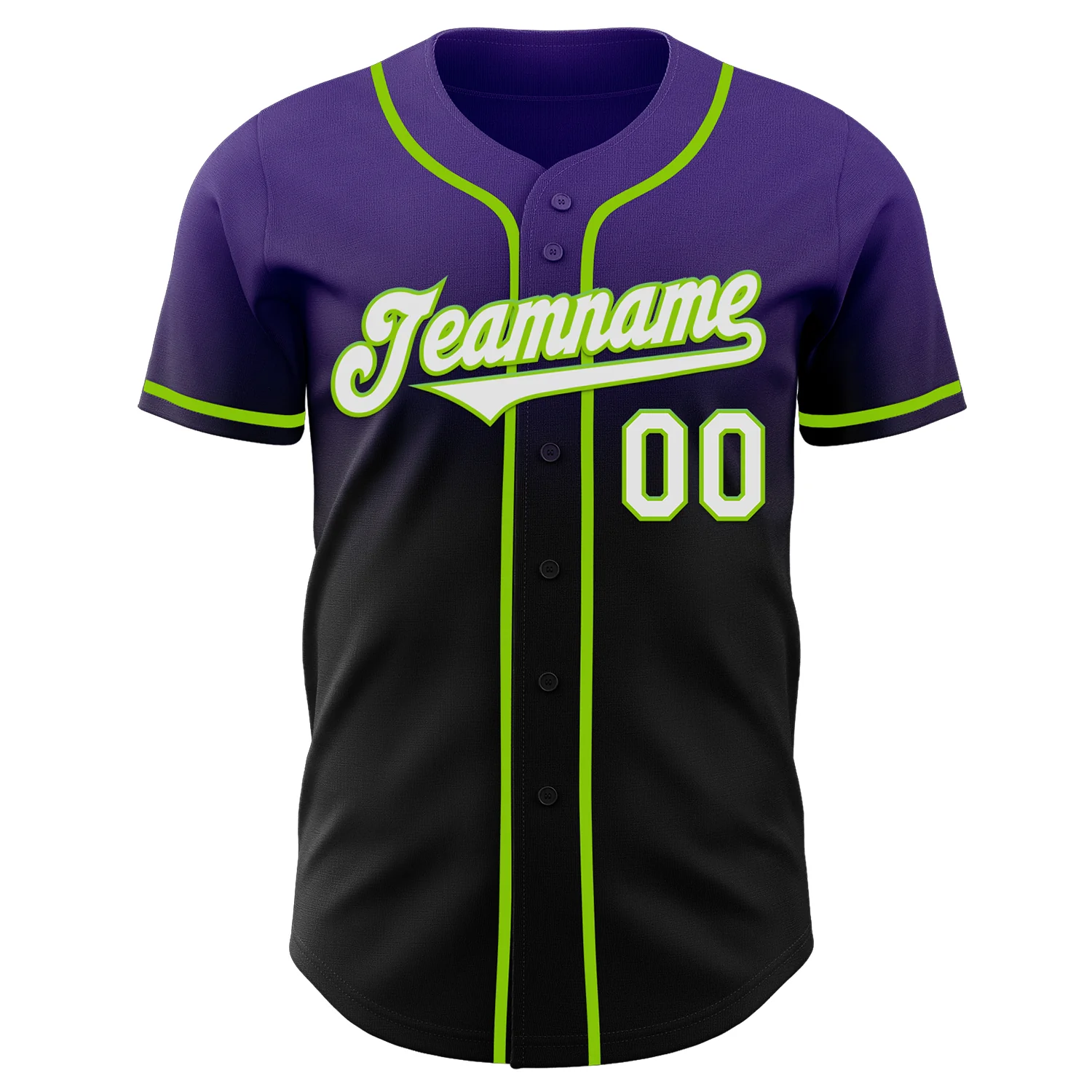 Custom Purple Black-Neon Green Authentic Fade Fashion Baseball Jersey