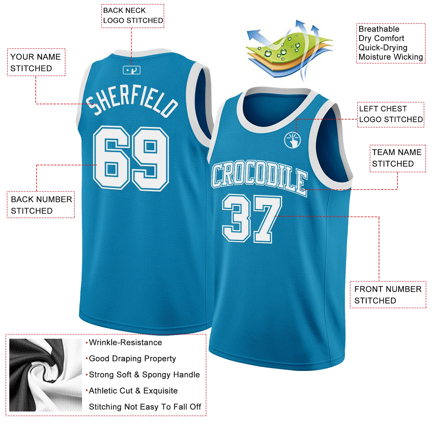 Custom Panther Blue White Authentic Basketball Jersey