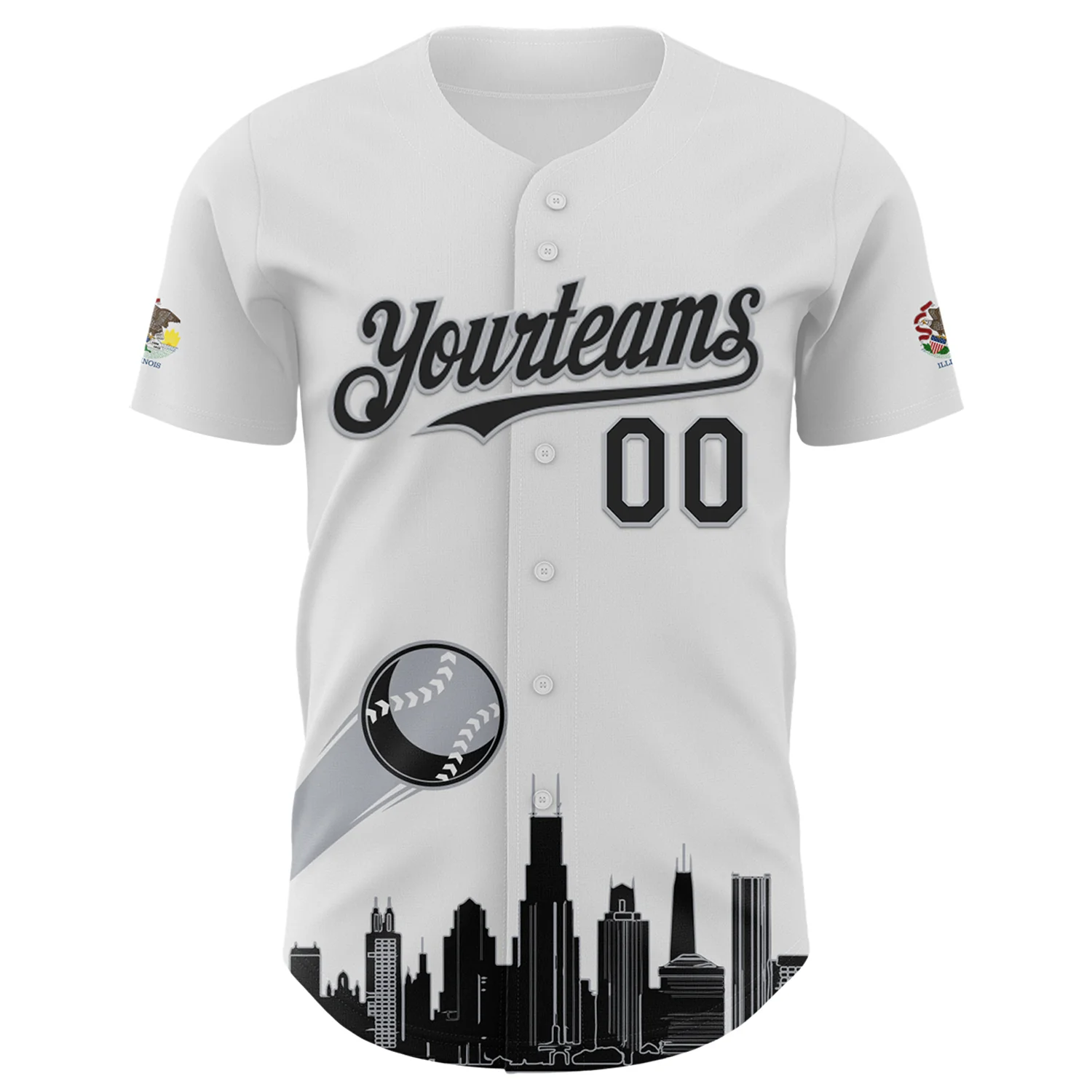 Custom White Black-Gray 3D Urban City Edition Sports Authentic Baseball Jersey