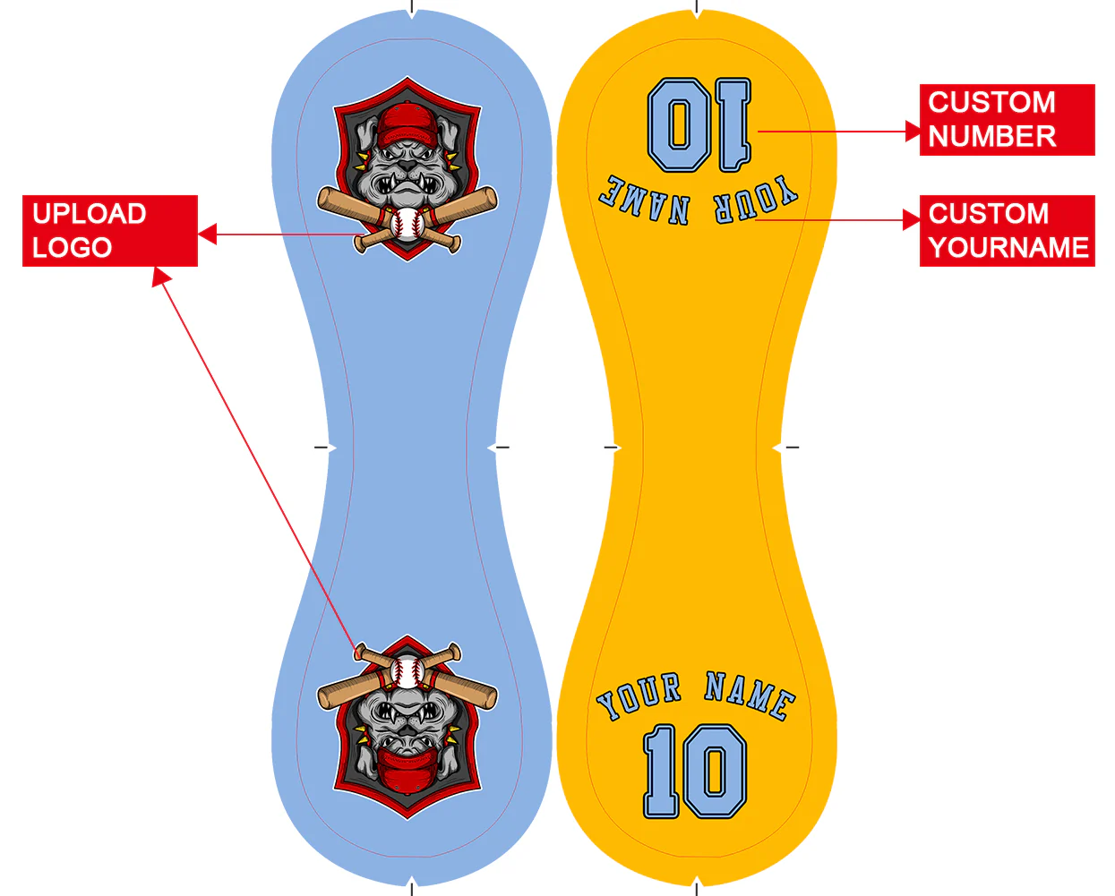 Personalized Blue Gold Half Leather Blue Authentic Baseballs