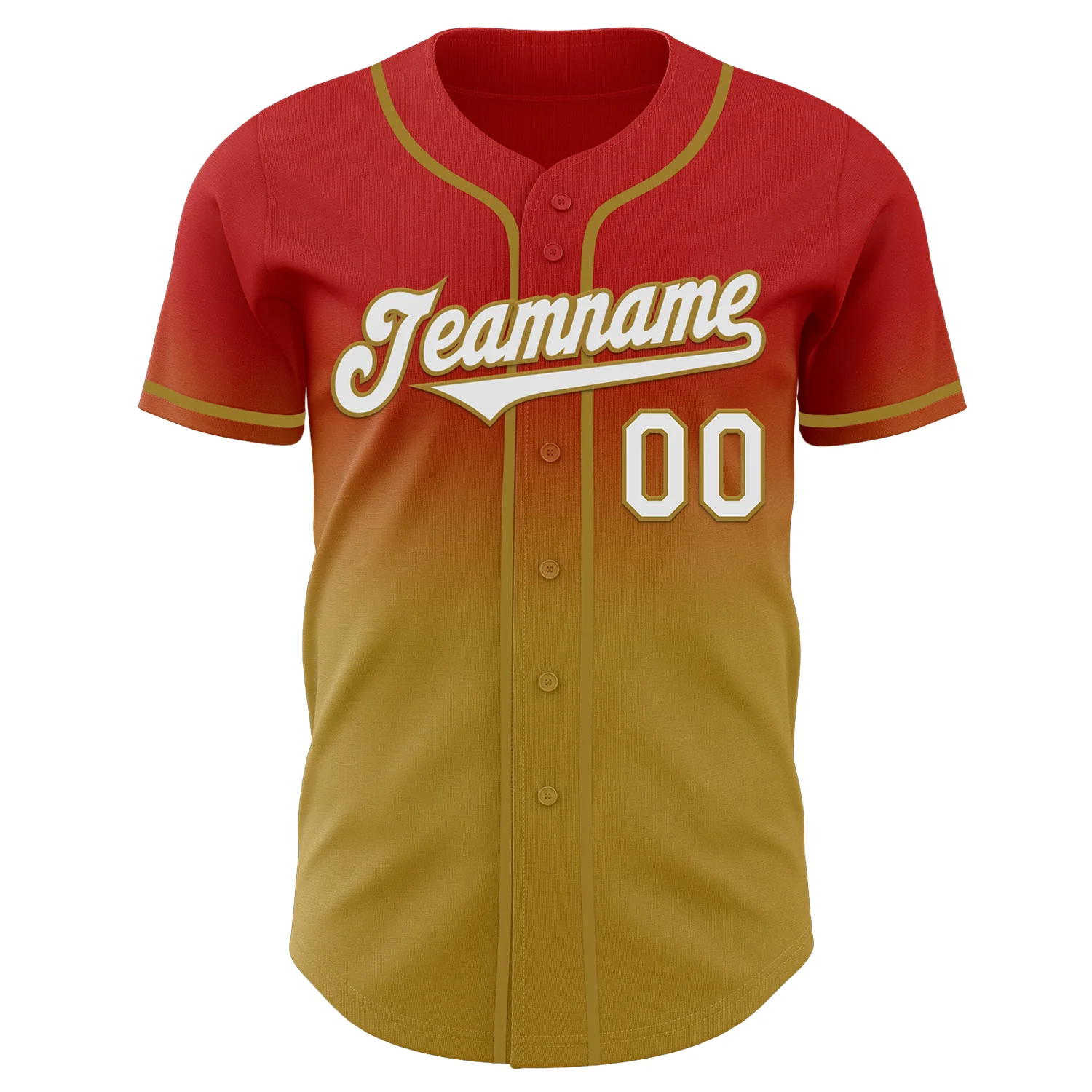 Custom Red White-Old Gold Authentic Fade Fashion Baseball Jersey