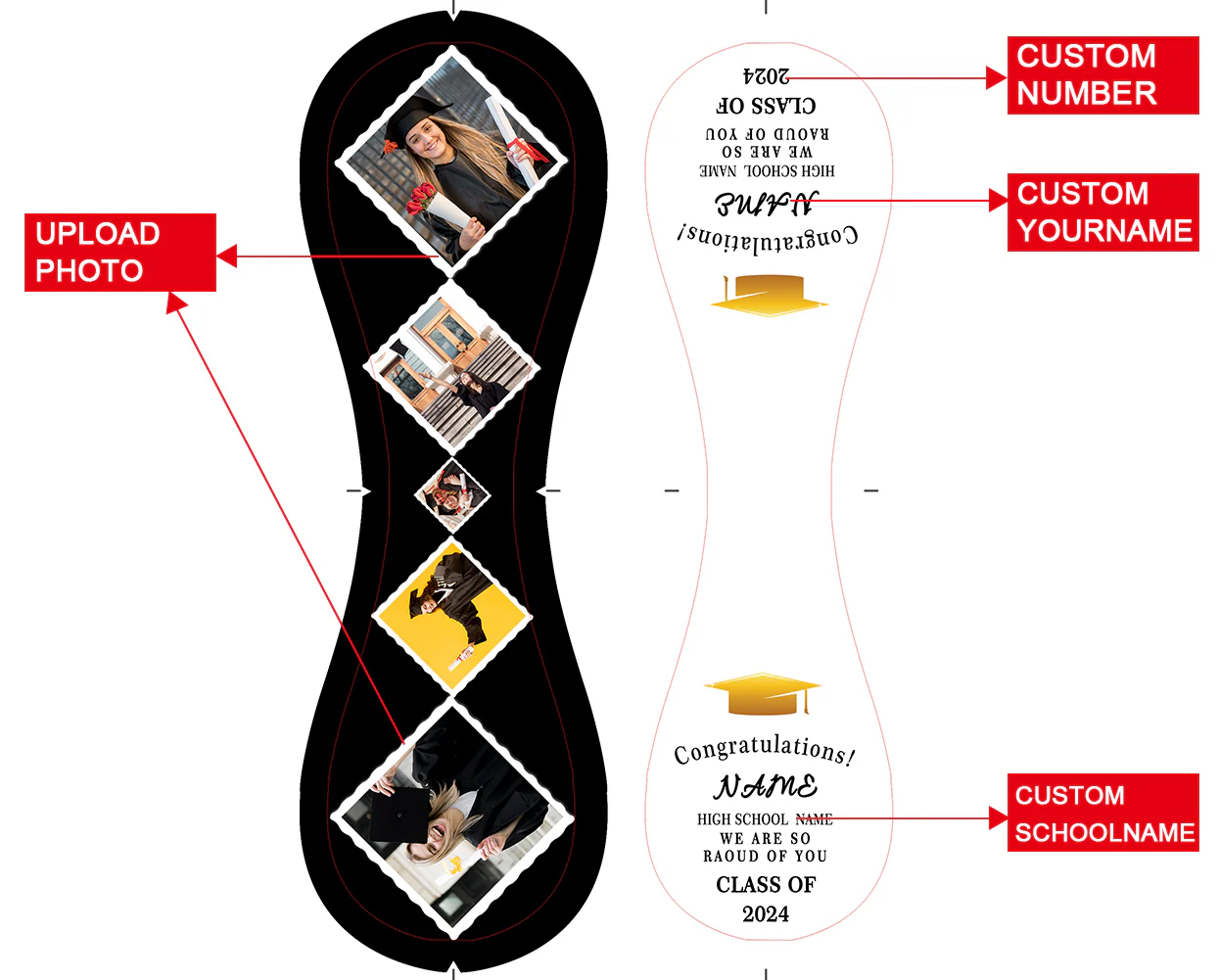 Personalized White Graduation 5 Photo Baseballs