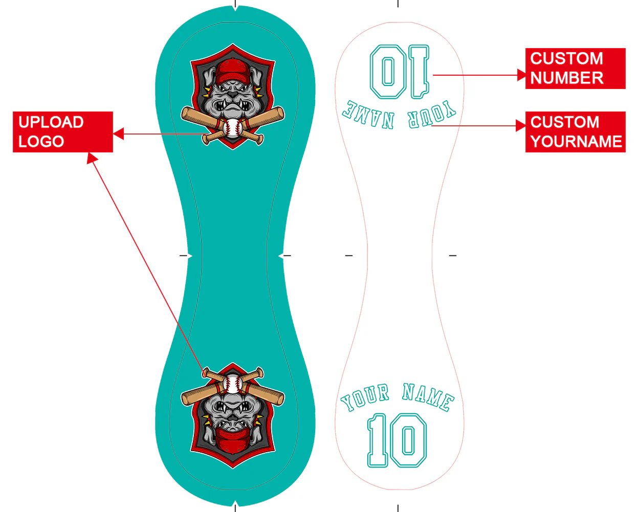 Personalized Aqua White Half Leather White Authentic Baseballs