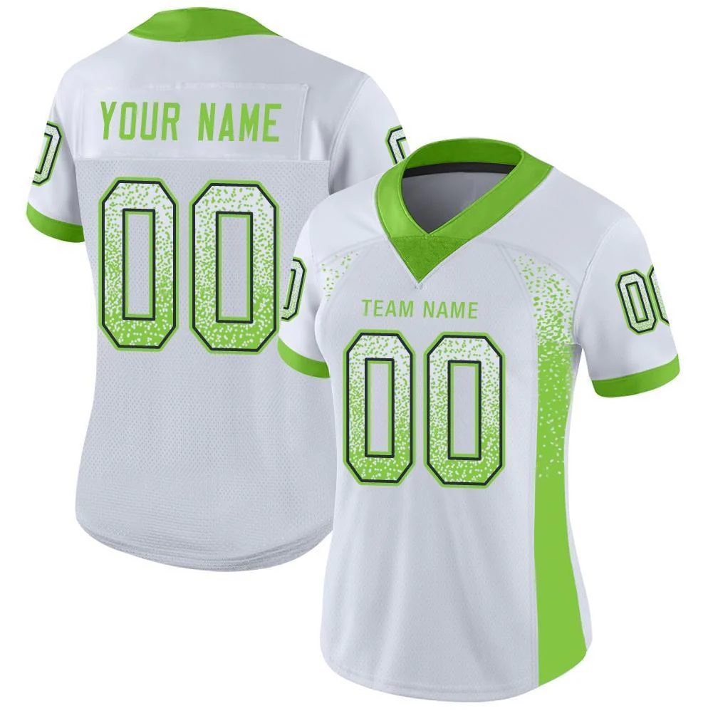Custom White Neon Green-Navy Drift Fashion Football Jersey