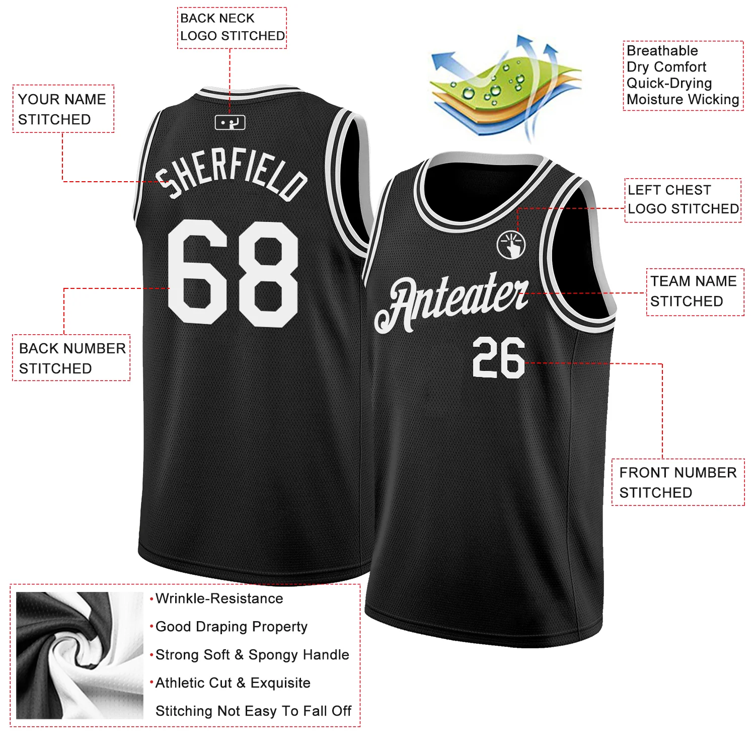 Custom Black White Authentic Basketball Jersey