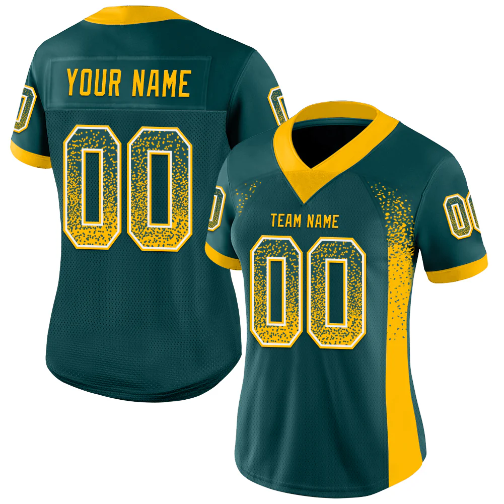 Custom Midnight Green Gold-White Drift Fashion Football Jersey