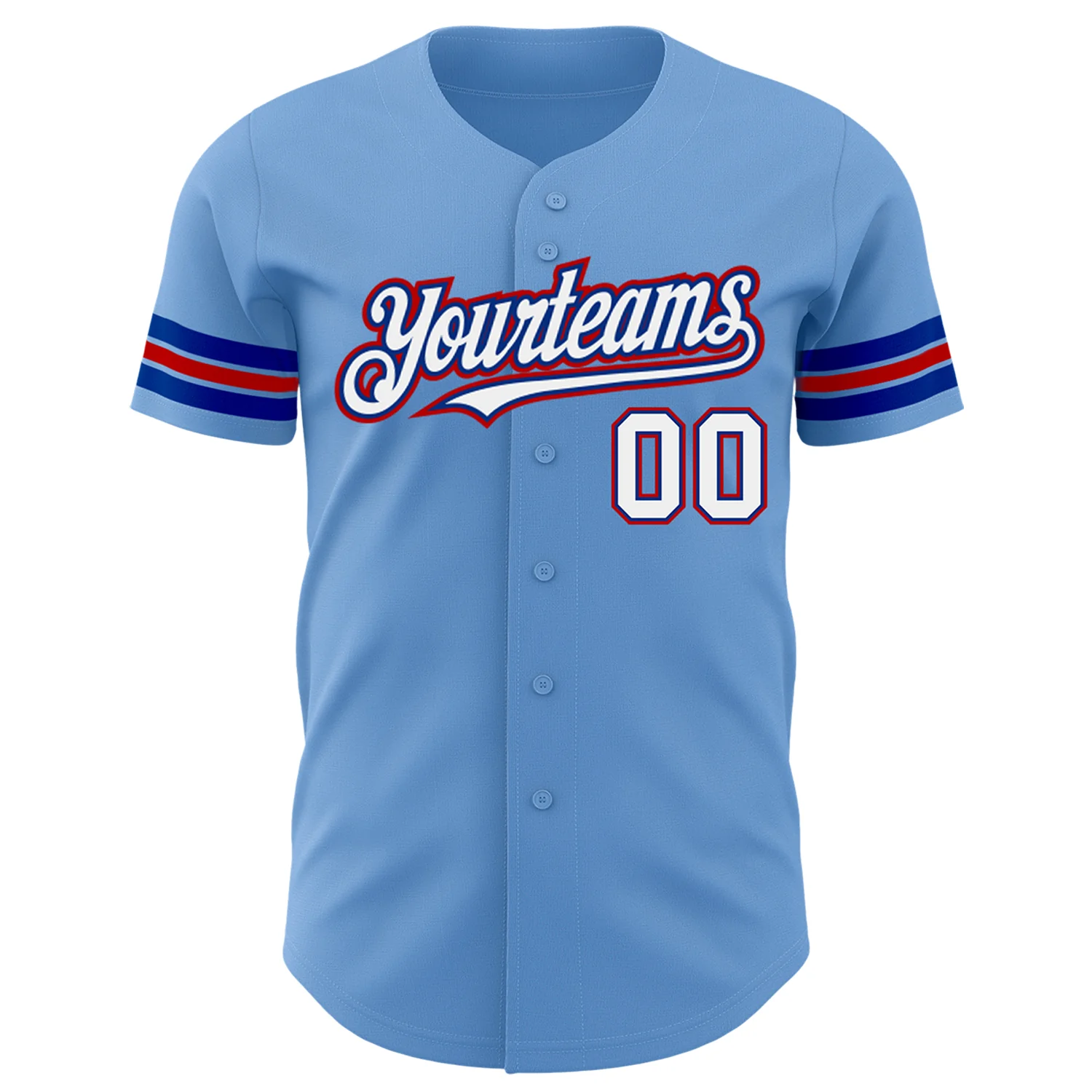 Custom Light Blue White Royal-Red Authentic Baseball Jersey