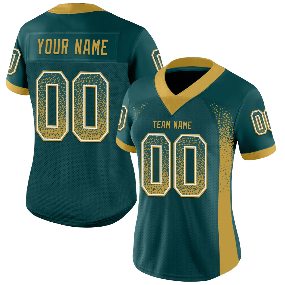 Custom Midnight Green Old Gold-White Drift Fashion Football Jersey