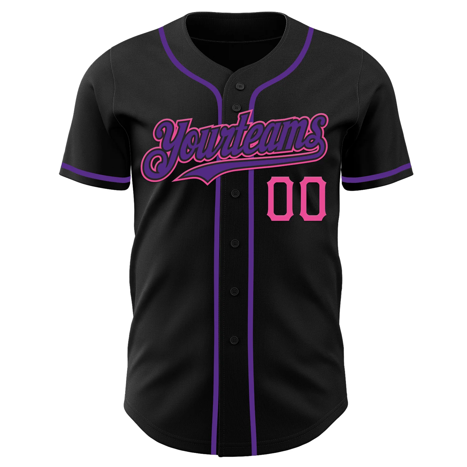 Custom Black Purple-Pink Authentic Baseball Jersey