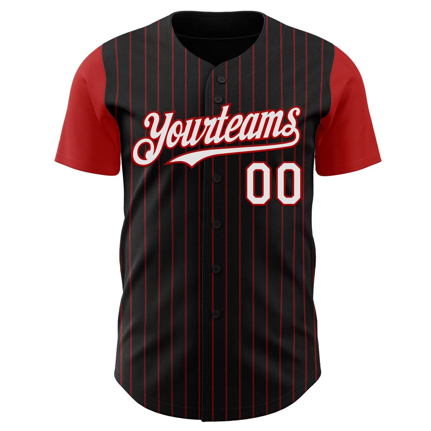 Custom Black Red Pinstripe White Authentic Two Tone Baseball Jersey