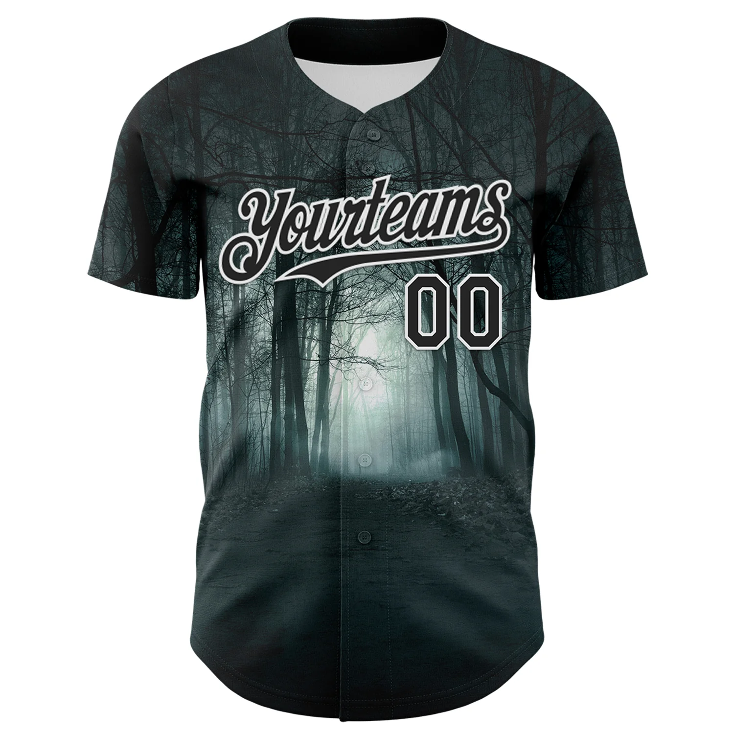 Custom Black White 3D Spooky Skull Authentic Baseball Jersey