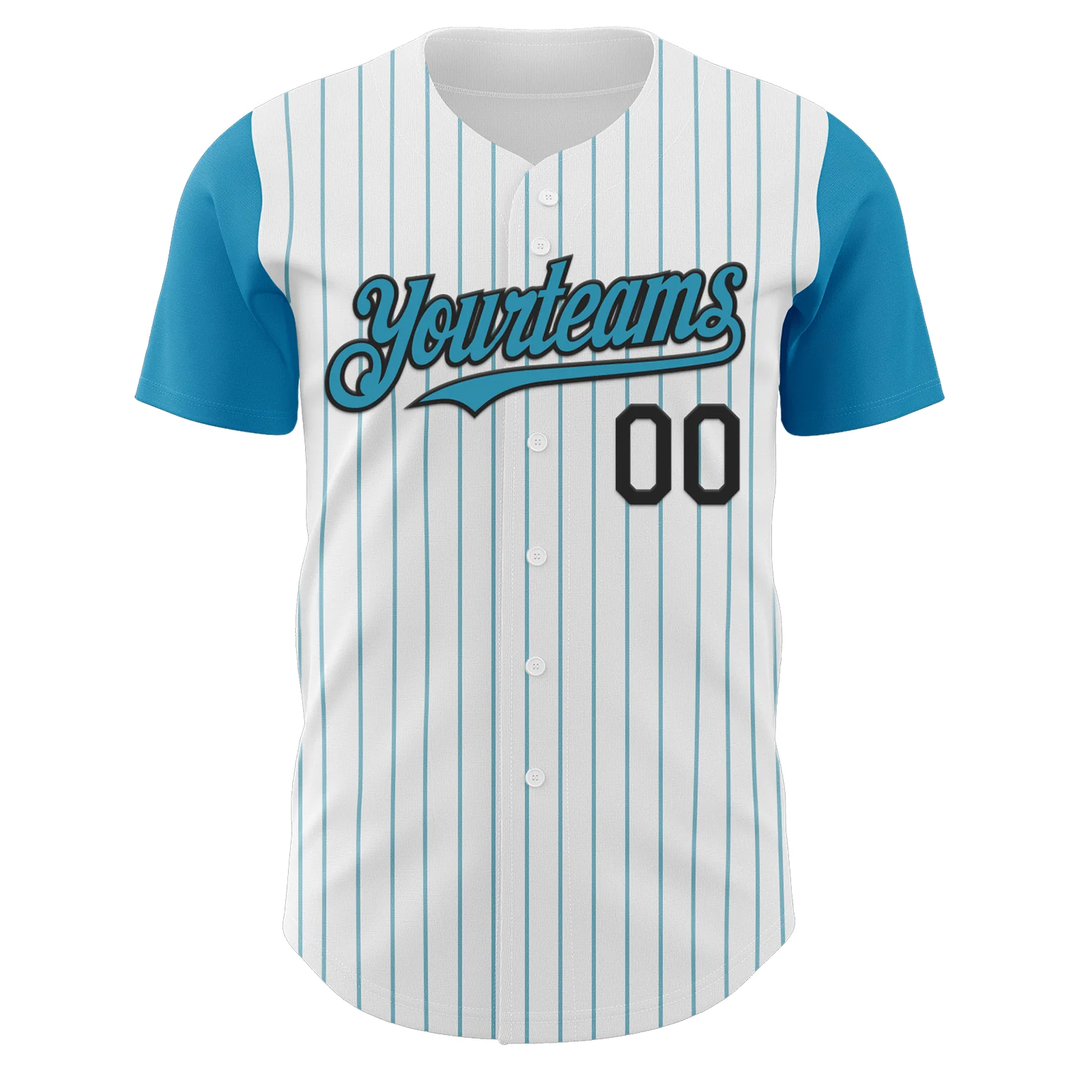 Custom White Panther Blue Pinstripe Black Authentic Two Tone Baseball Jersey