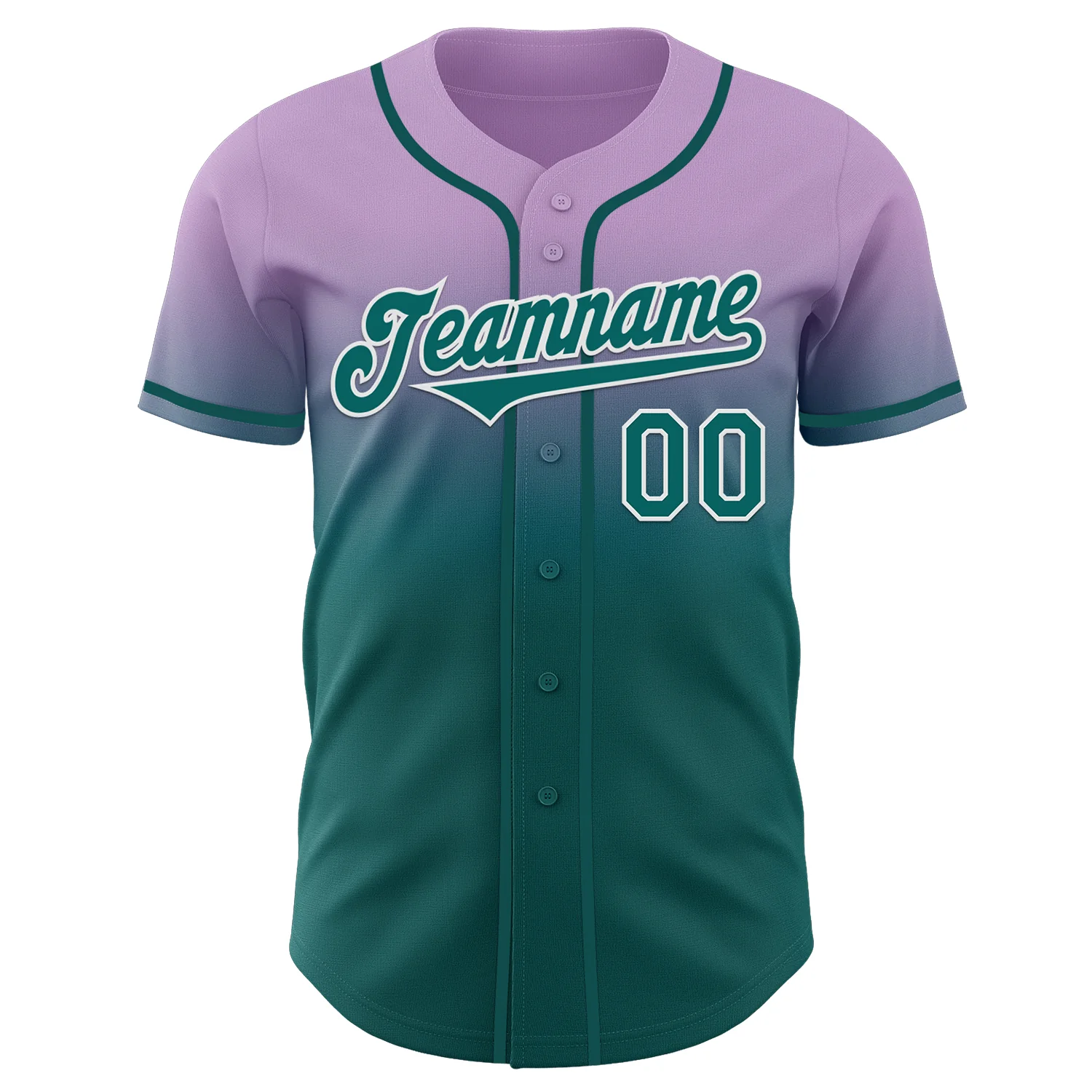 Custom Light Purple Teal-White Authentic Fade Fashion Baseball Jersey