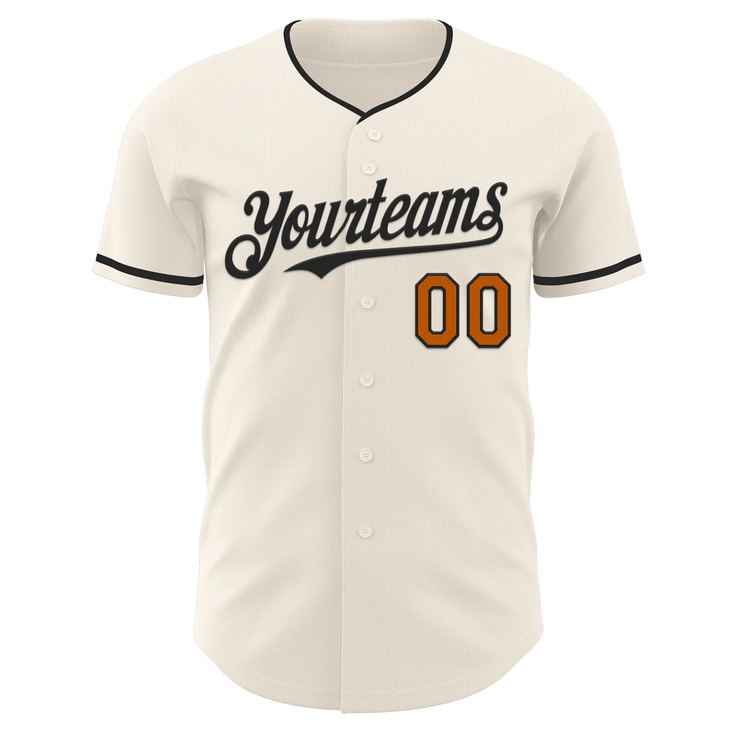 Custom Cream Texas Orange-Black Authentic Baseball Jersey