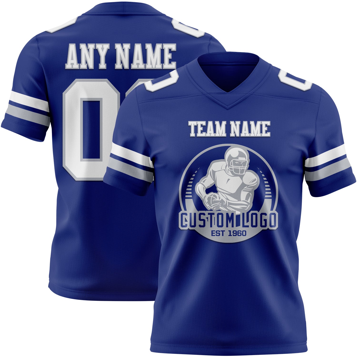 Custom Royal White-Gray Authentic Football Jersey
