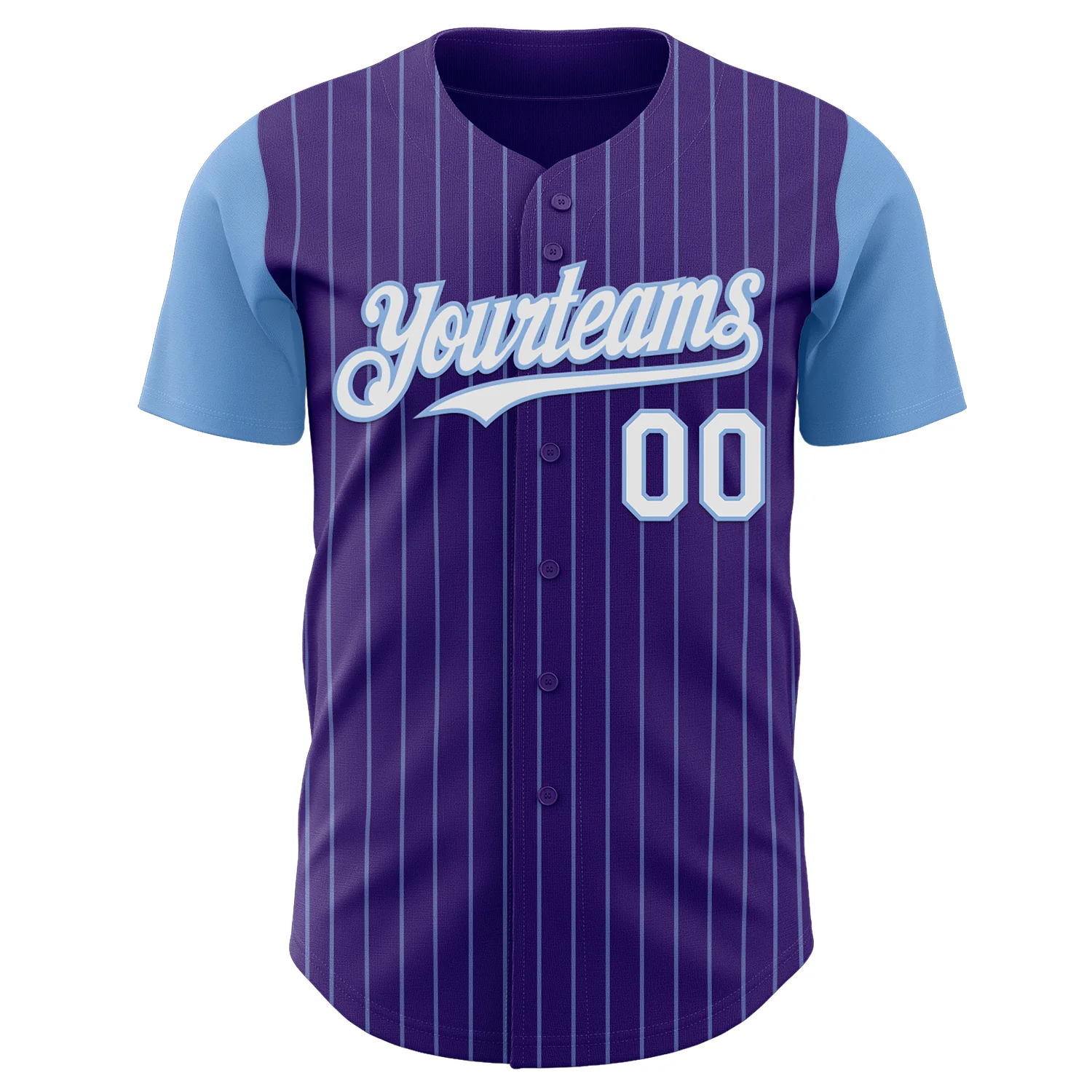Custom Purple Light Blue Pinstripe White Authentic Two Tone Baseball Jersey