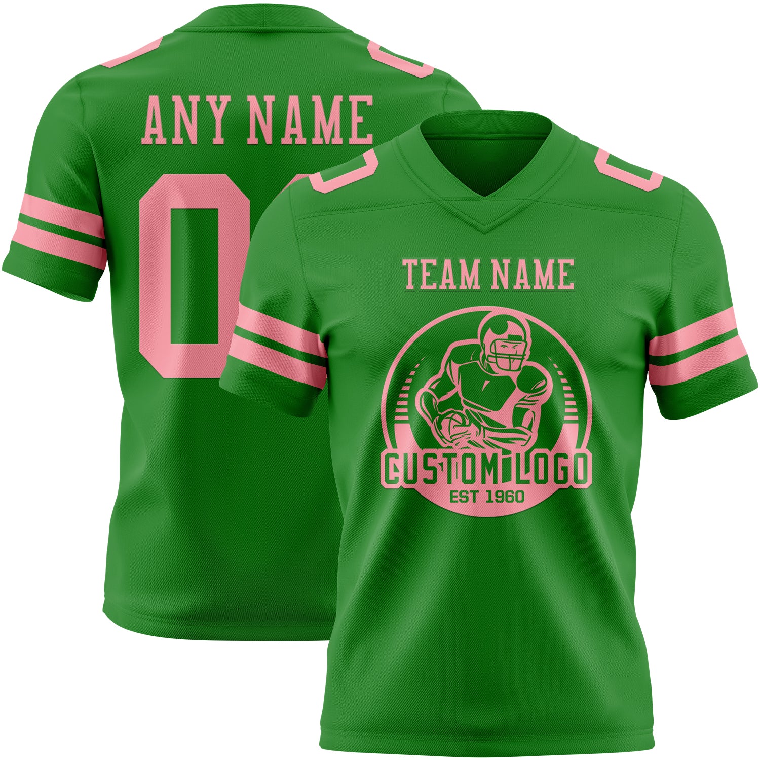 Custom Grass Green Medium Pink Authentic Football Jersey