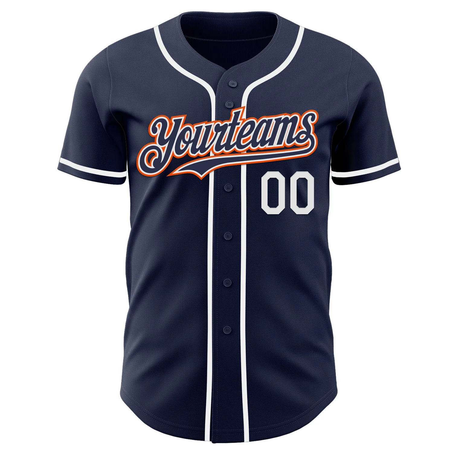 Custom Navy Orange-White Authentic Baseball Jersey