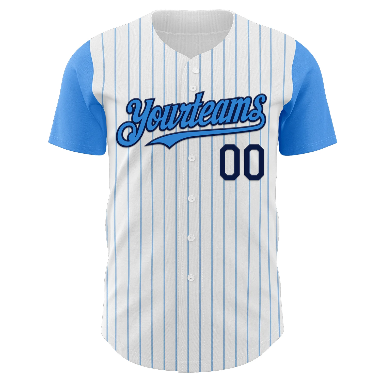 Custom White Electric Blue Pinstripe Navy Authentic Two Tone Baseball Jersey