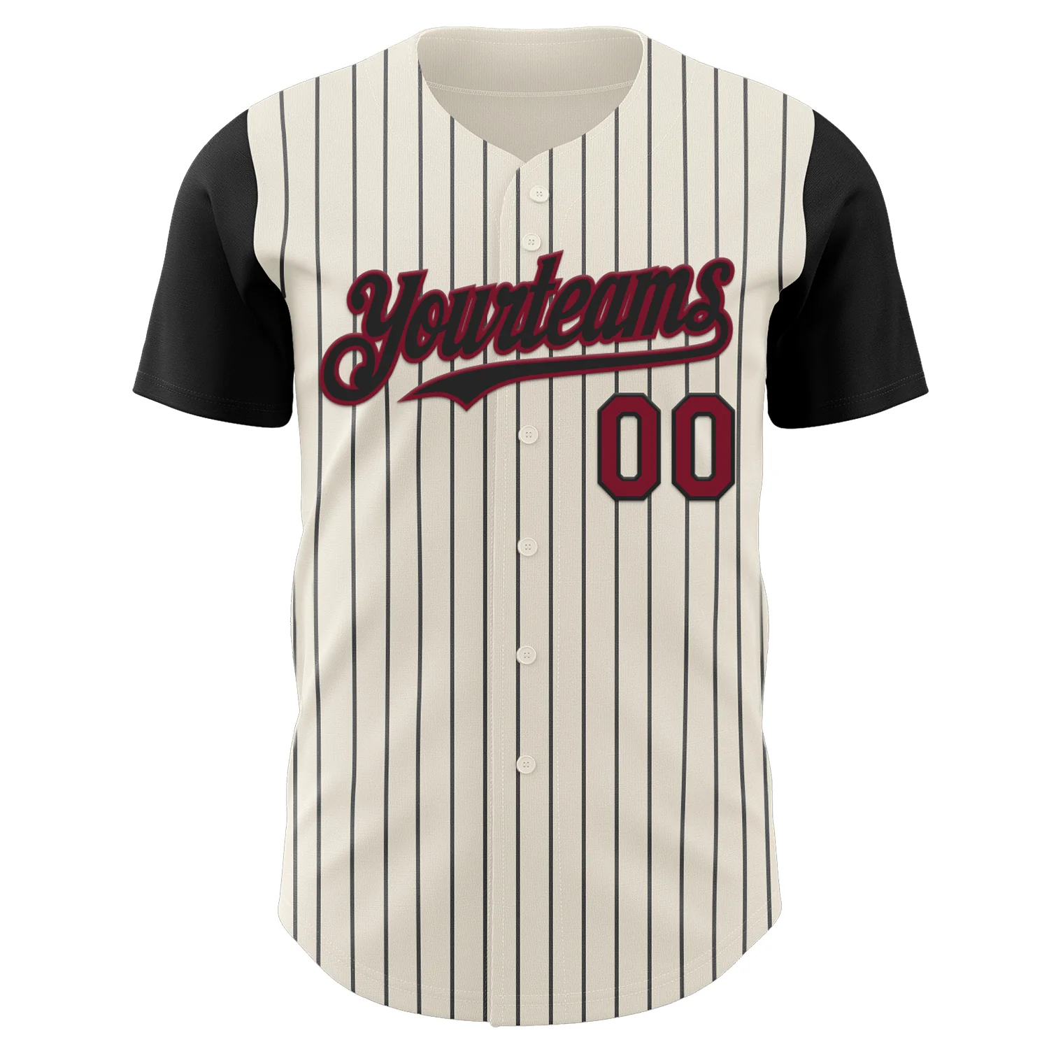 Custom Cream Black Pinstripe Crimson Authentic Two Tone Baseball Jersey
