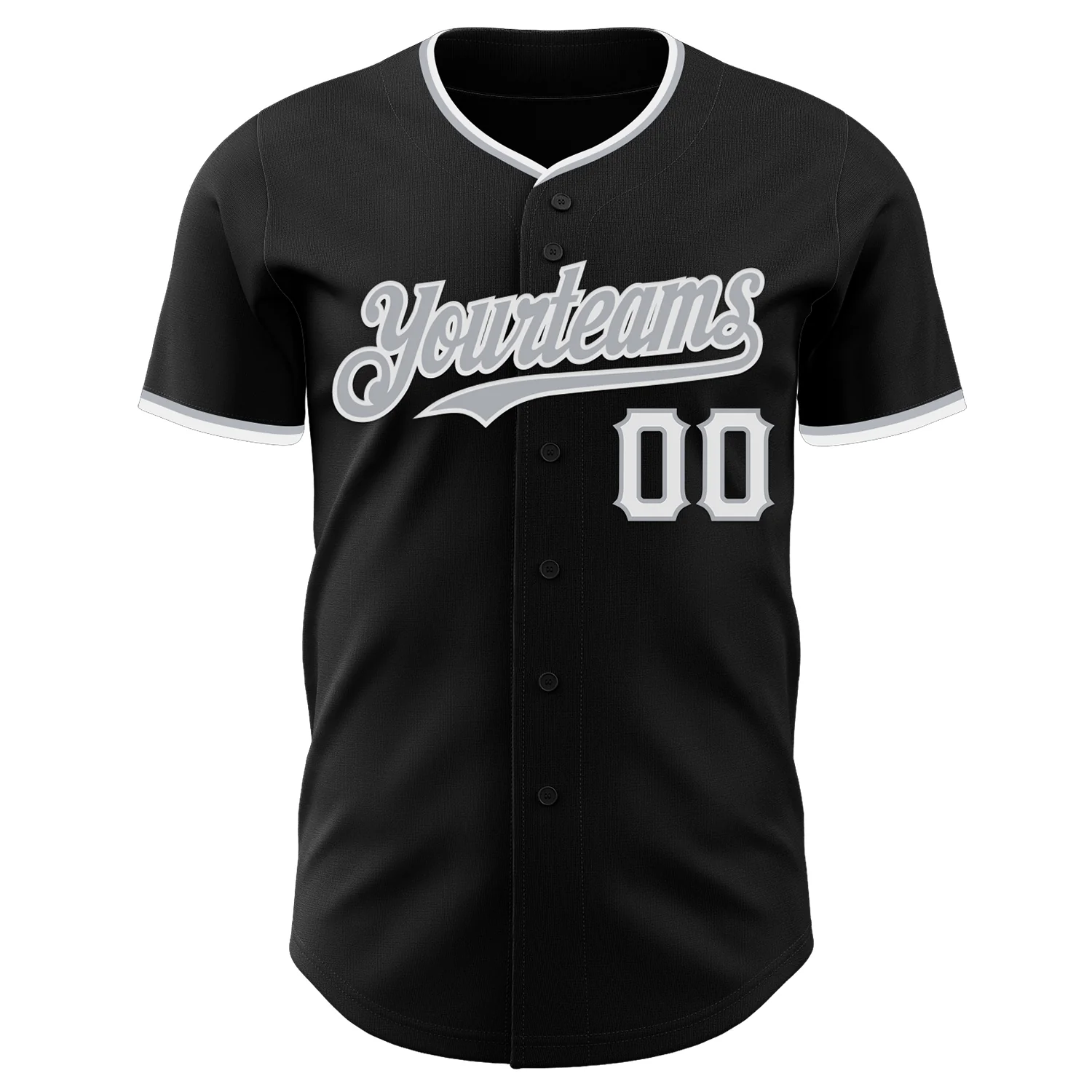Custom Black Gray-White Authentic Baseball Jersey
