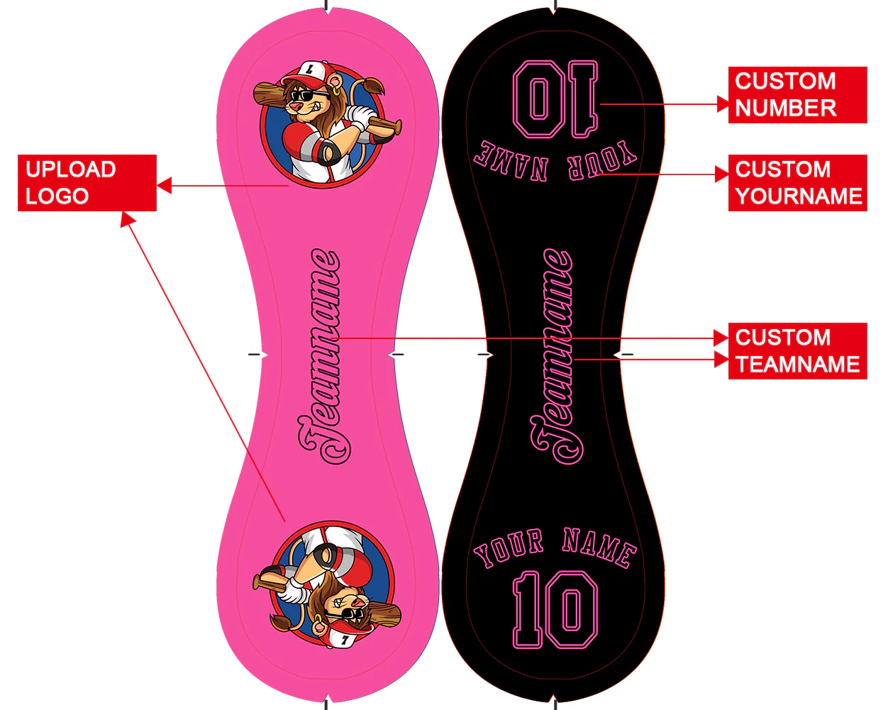 Personalized Pink Black Half Leather Black Authentic Baseballs