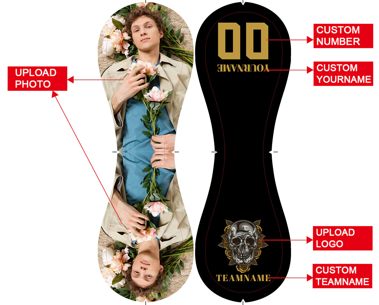 Personalized Black Yellow Rose Skull Photo Baseballs