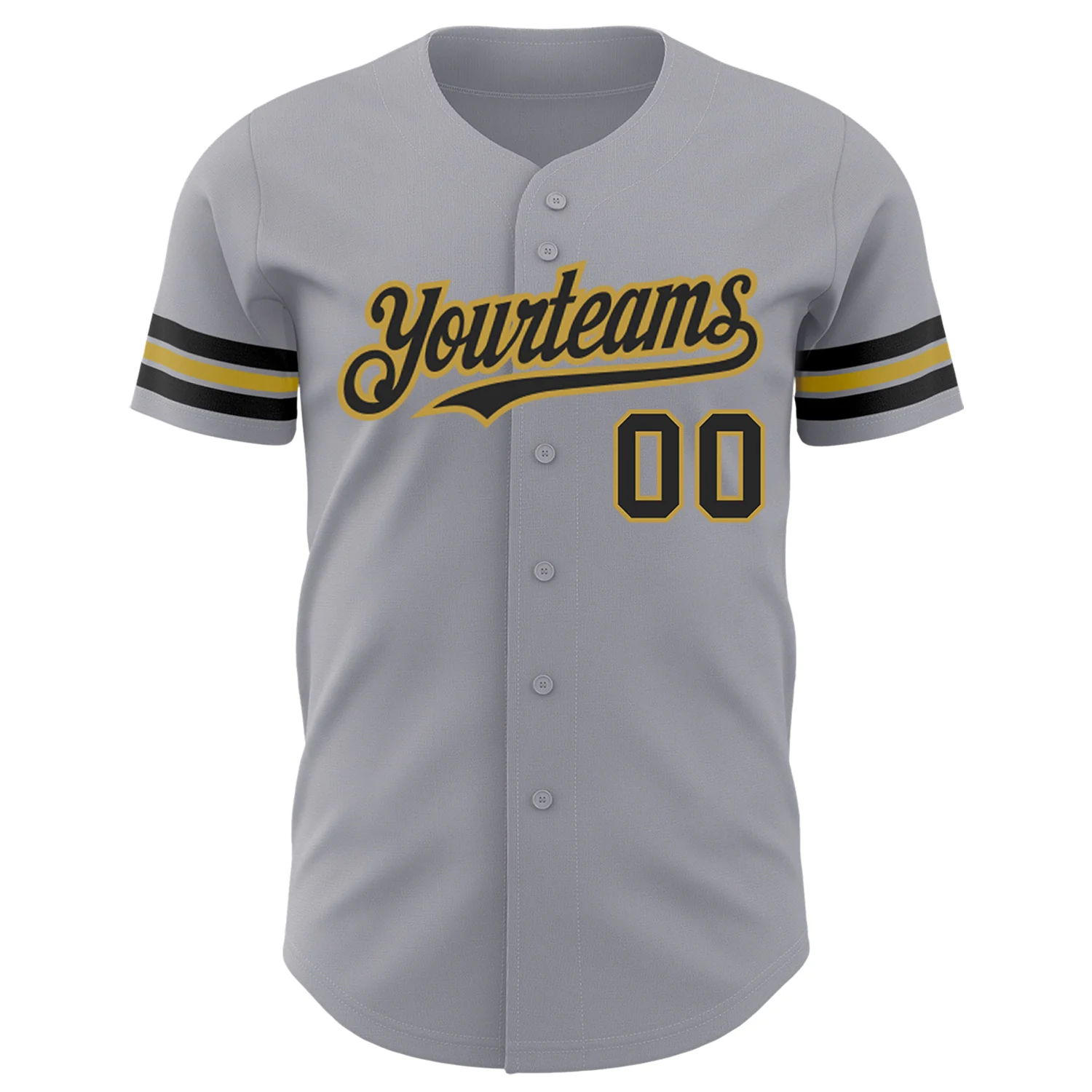 Custom Gray Black-Old Gold Authentic Baseball Jersey