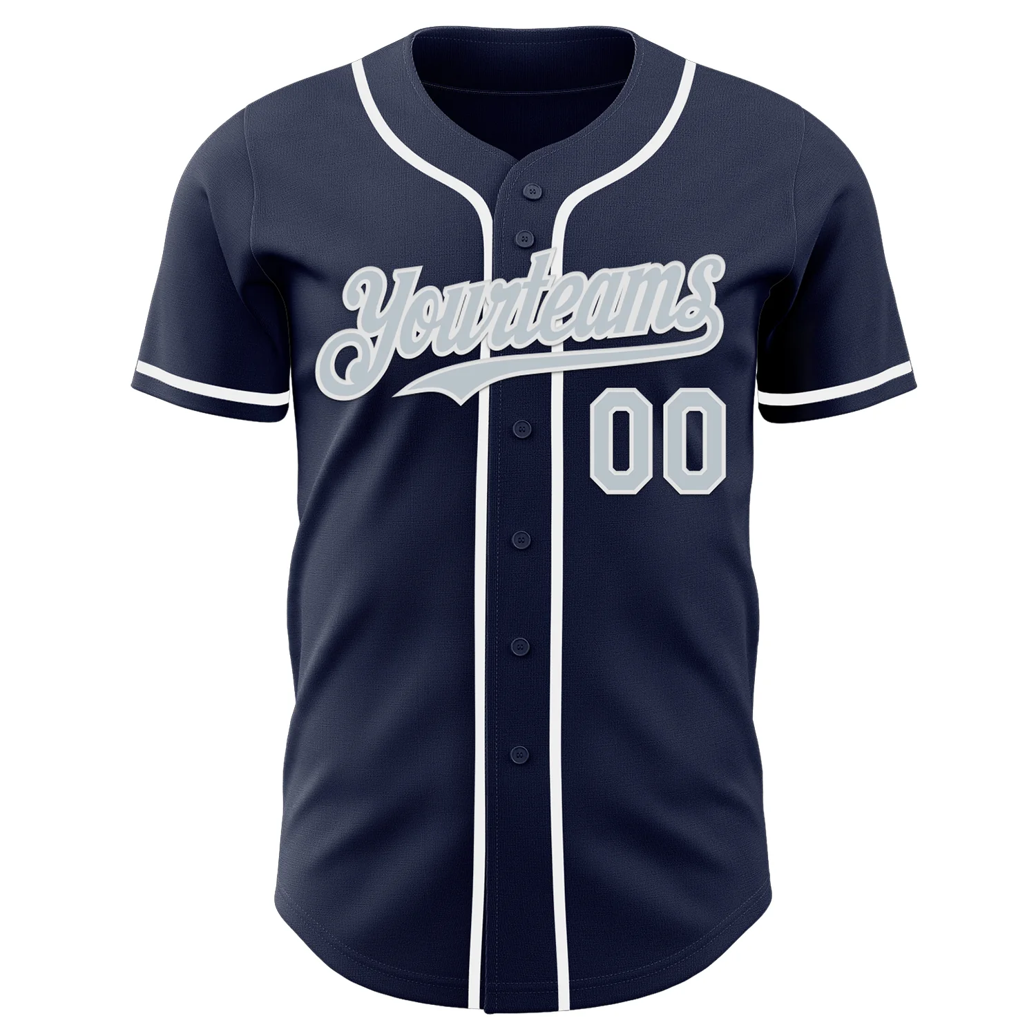 Custom Navy Silver-White Authentic Baseball Jersey