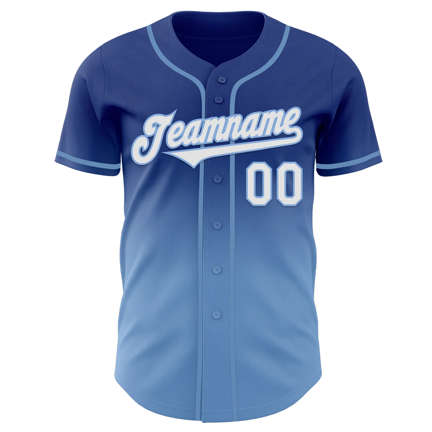 Custom Royal White-Light Blue Authentic Fade Fashion Baseball Jersey