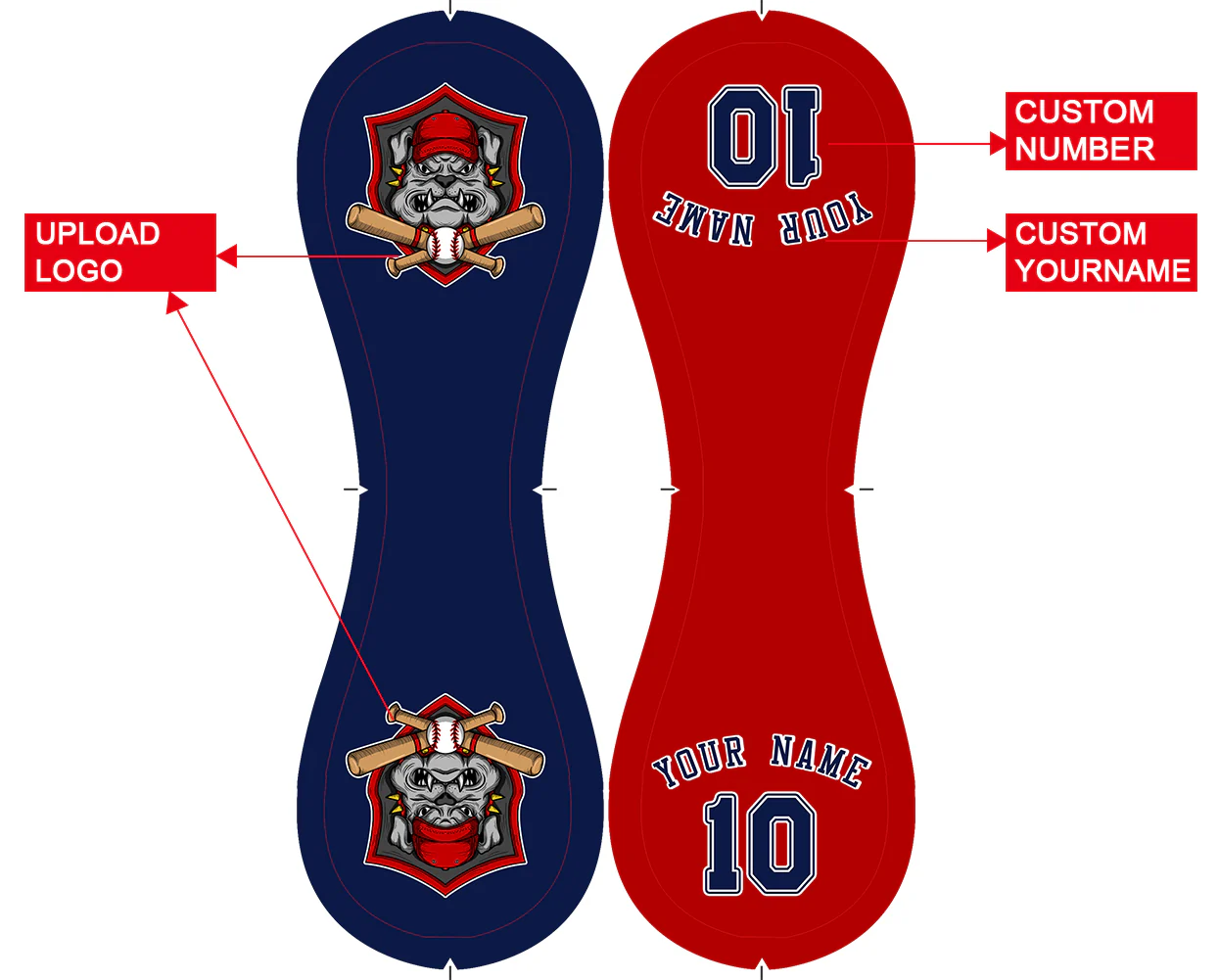 Personalized Navy Red Half Leather Navy Authentic Baseballs