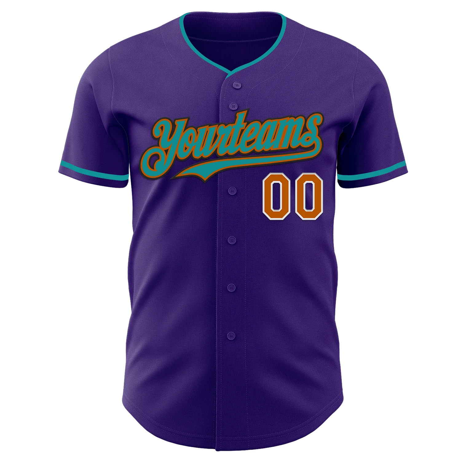 Custom Purple Texas Orange Teal Black-White Authentic Baseball Jersey