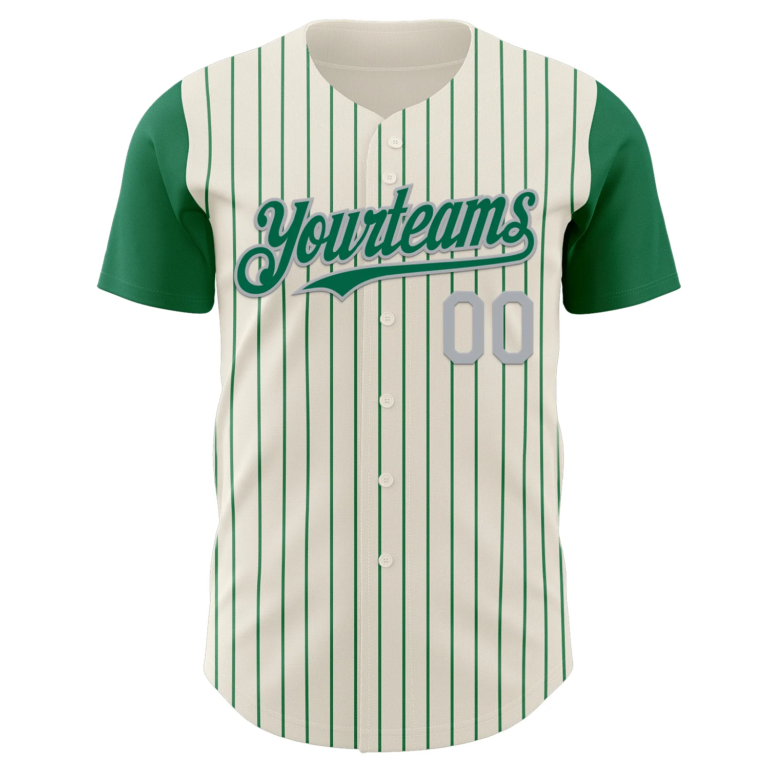 Custom Cream Kelly Green Pinstripe Gray Authentic Two Tone Baseball Jersey