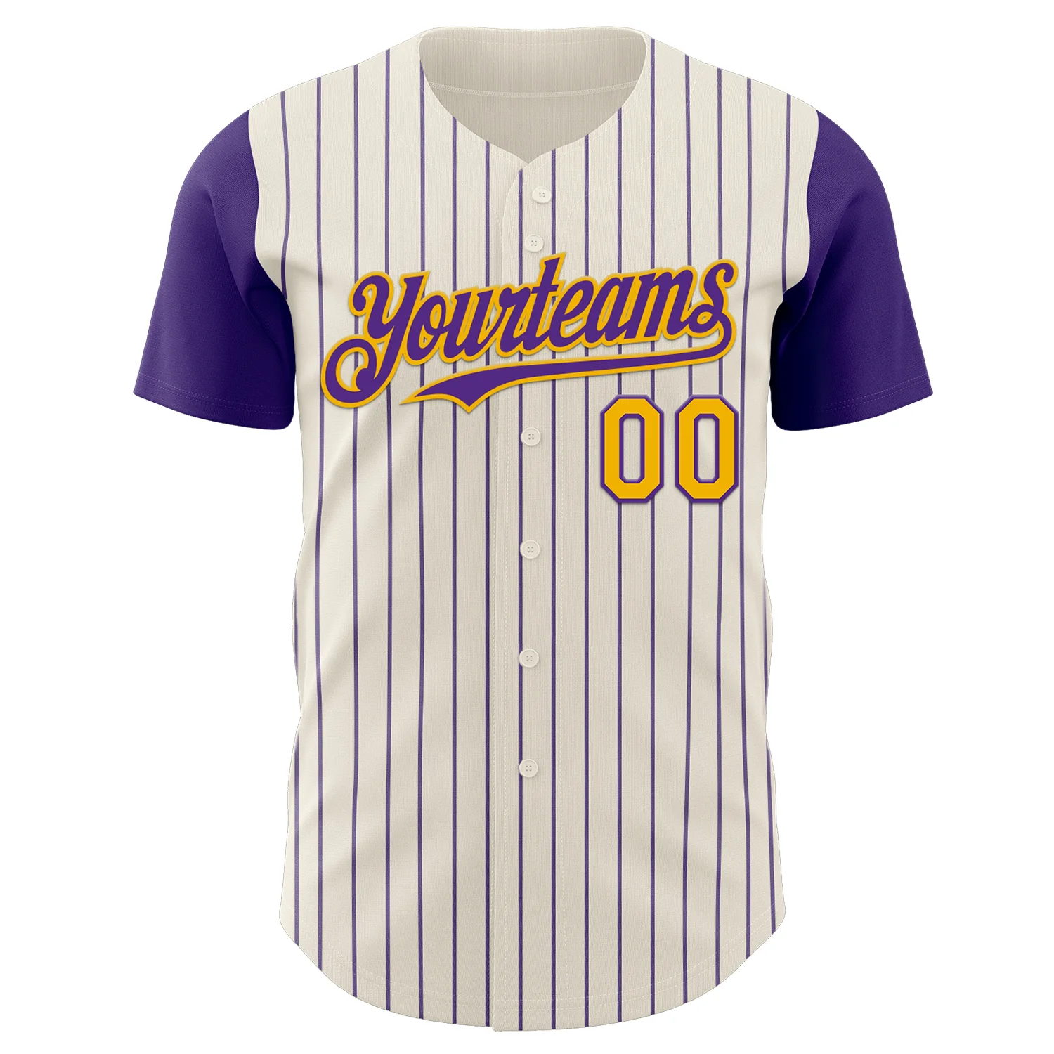 Custom Cream Purple Pinstripe Gold Authentic Two Tone Baseball Jersey