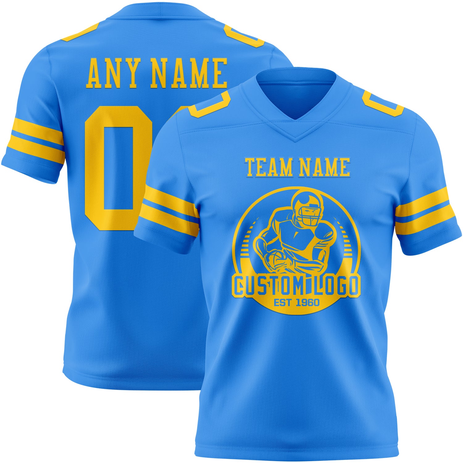 Custom Powder Blue Yellow Authentic Football Jersey