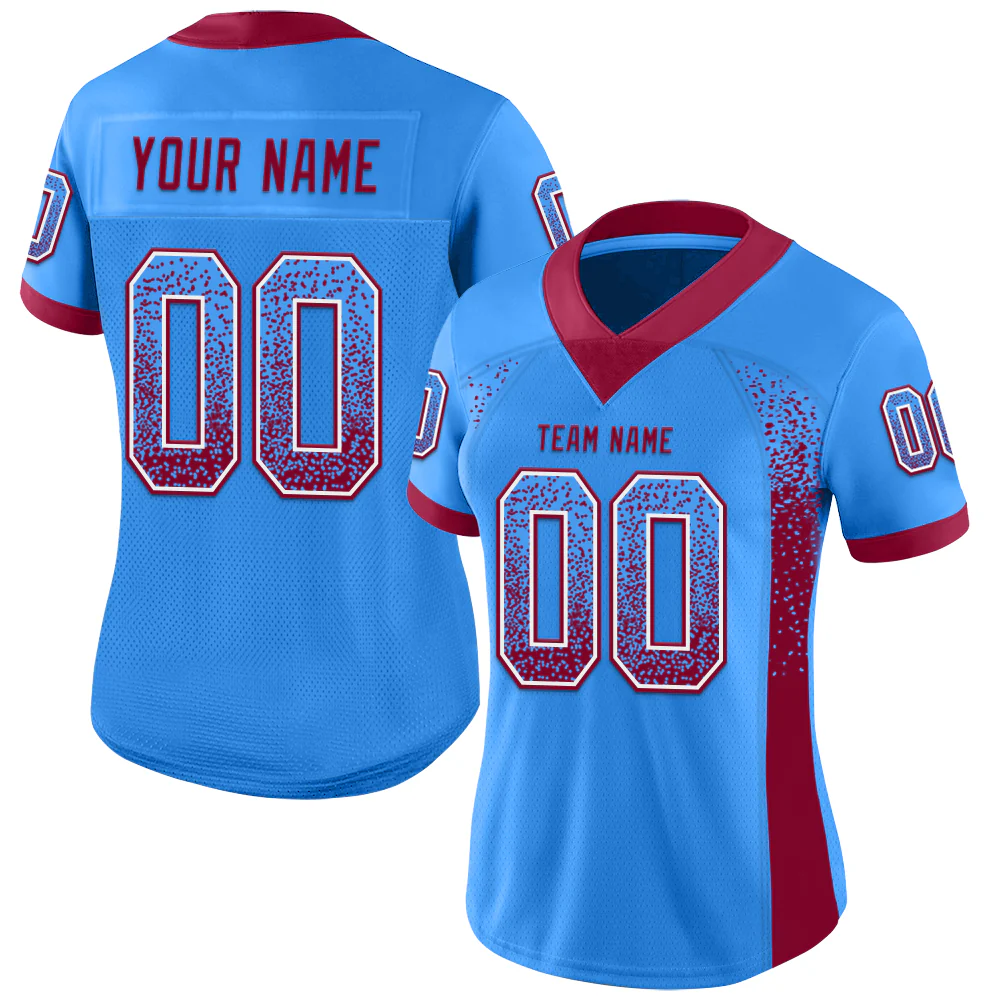 Custom Powder Blue Maroon-White Drift Fashion Football Jersey