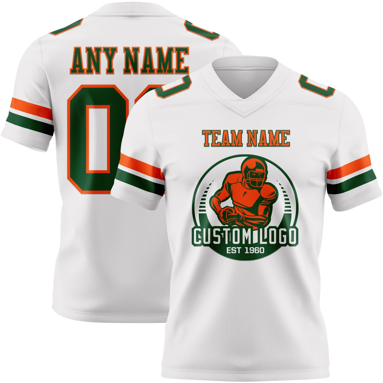 Custom White Green-Orange Authentic Football Jersey