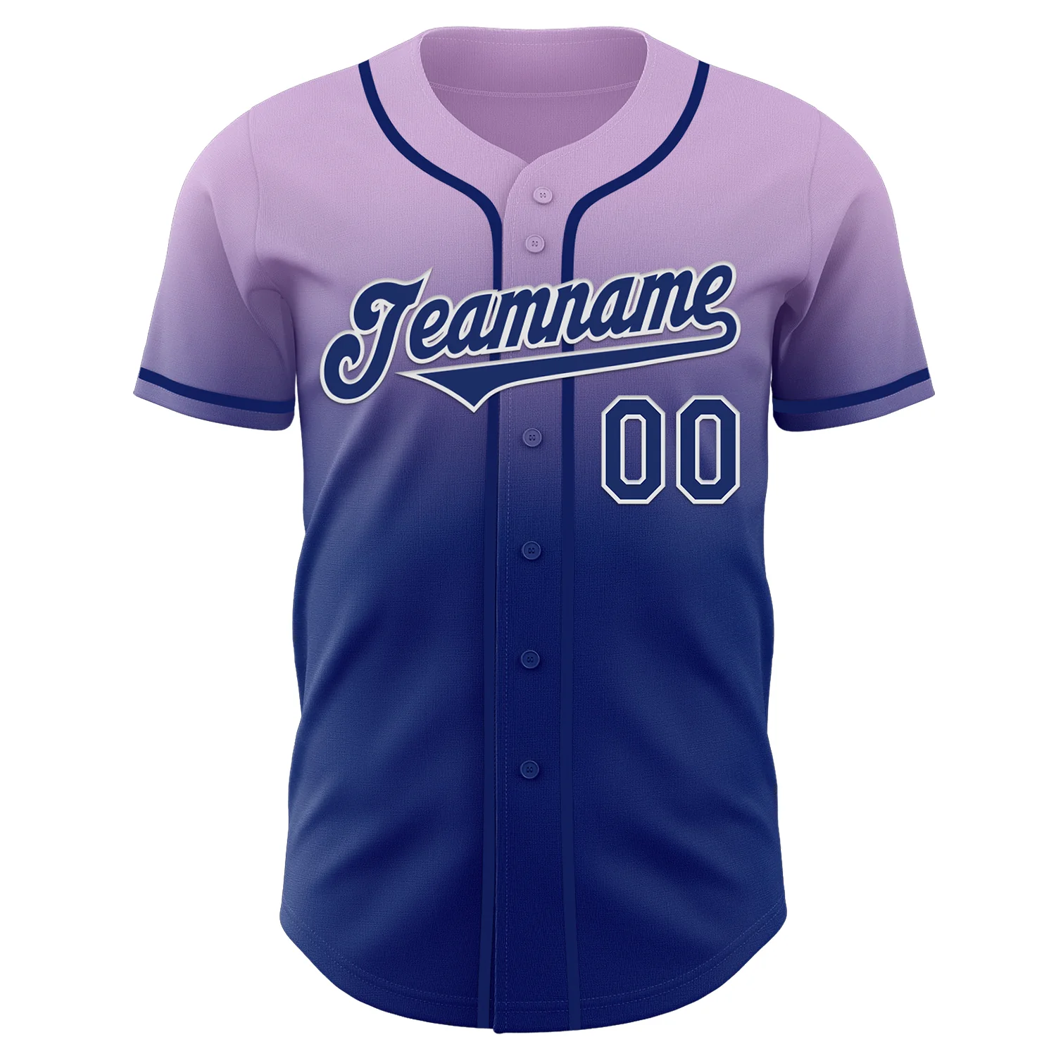 Custom Light Purple Royal-White Authentic Fade Fashion Baseball Jersey