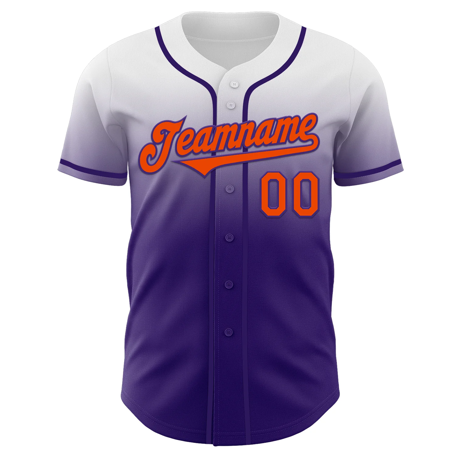 Custom White Orange-Purple Authentic Fade Fashion Baseball Jersey