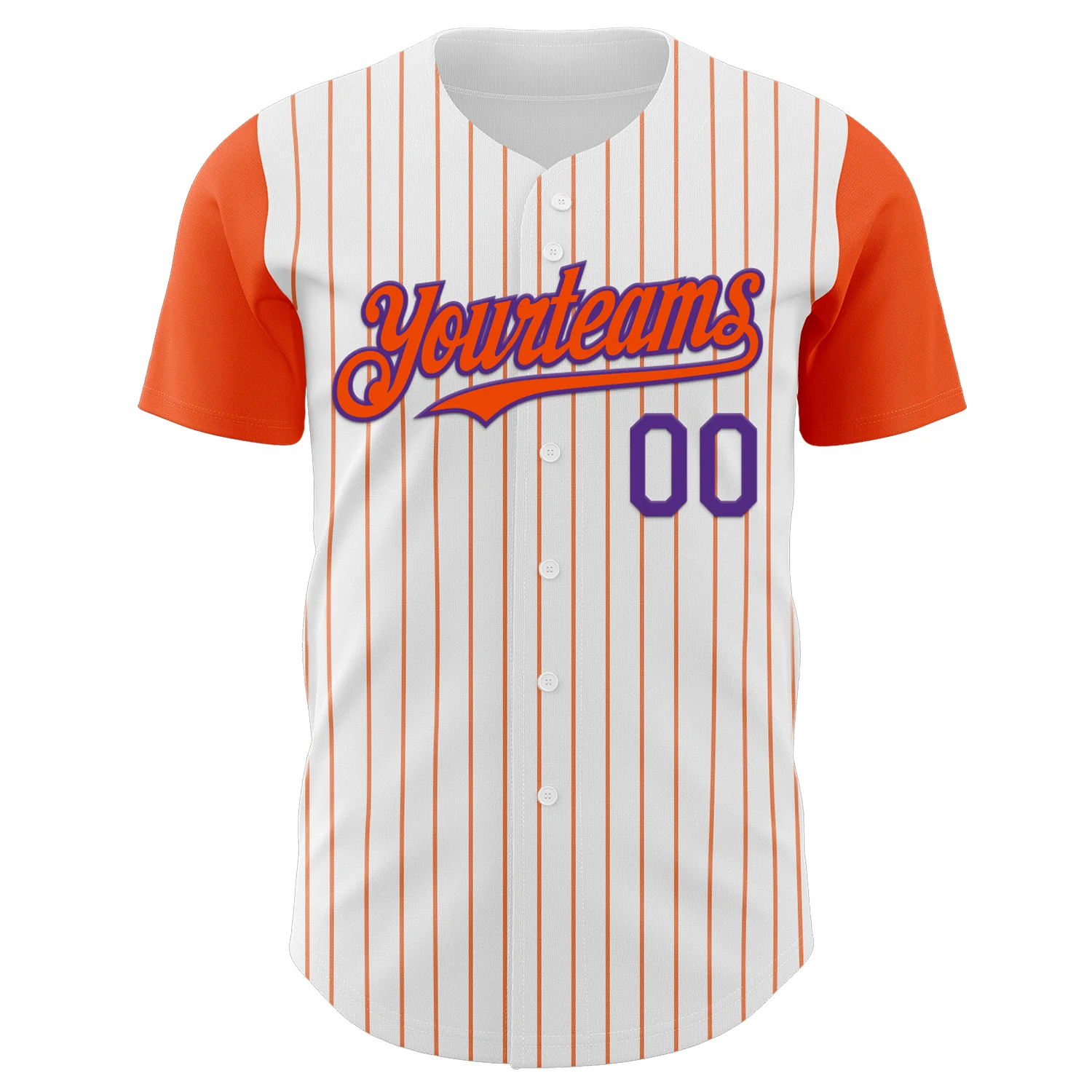 Custom White Orange Pinstripe Purple Authentic Two Tone Baseball Jersey