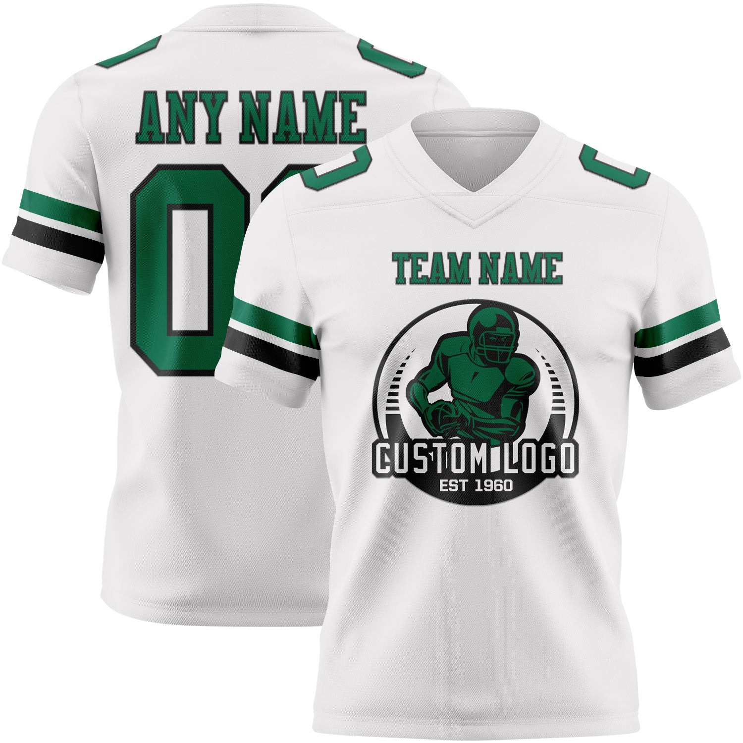 Custom White Kelly Green-Black Authentic Football Jersey
