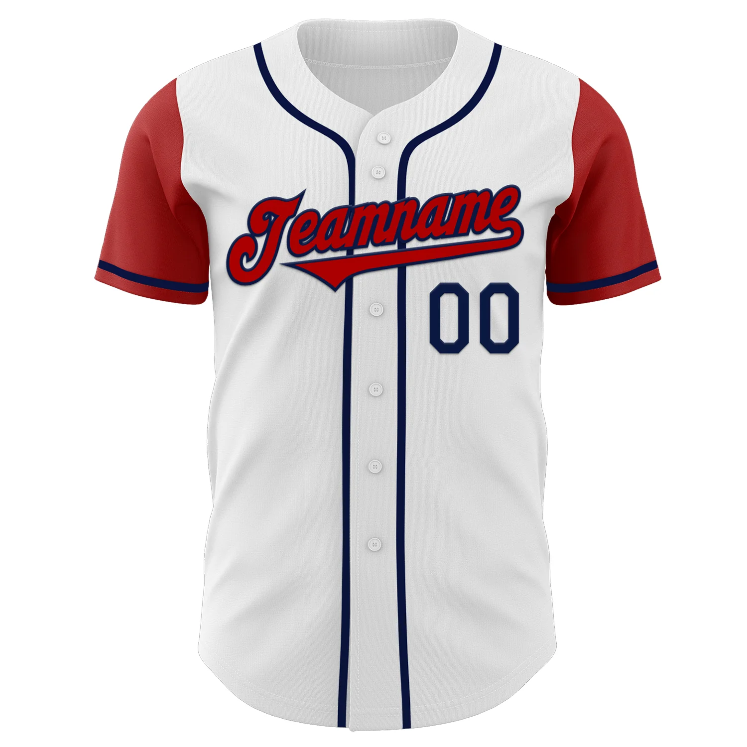 Custom White Red-Navy Authentic Two Tone Baseball Jersey