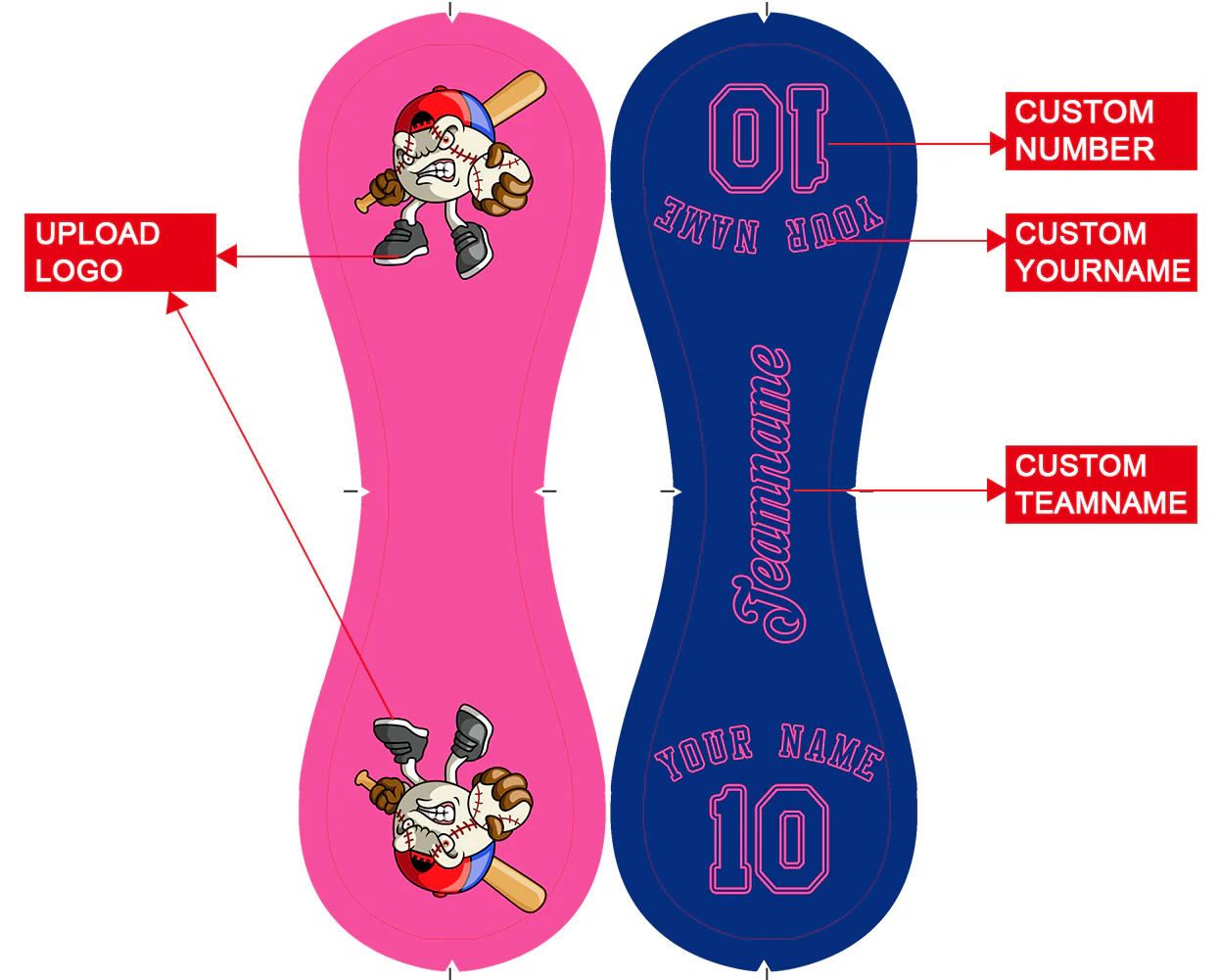 Personalized Pink Royal Split Half Leather Royal Authentic Baseballs