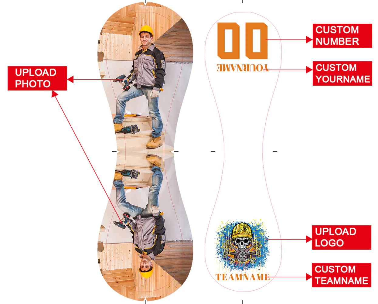 Personalized White Worker Skull Photo Baseballs